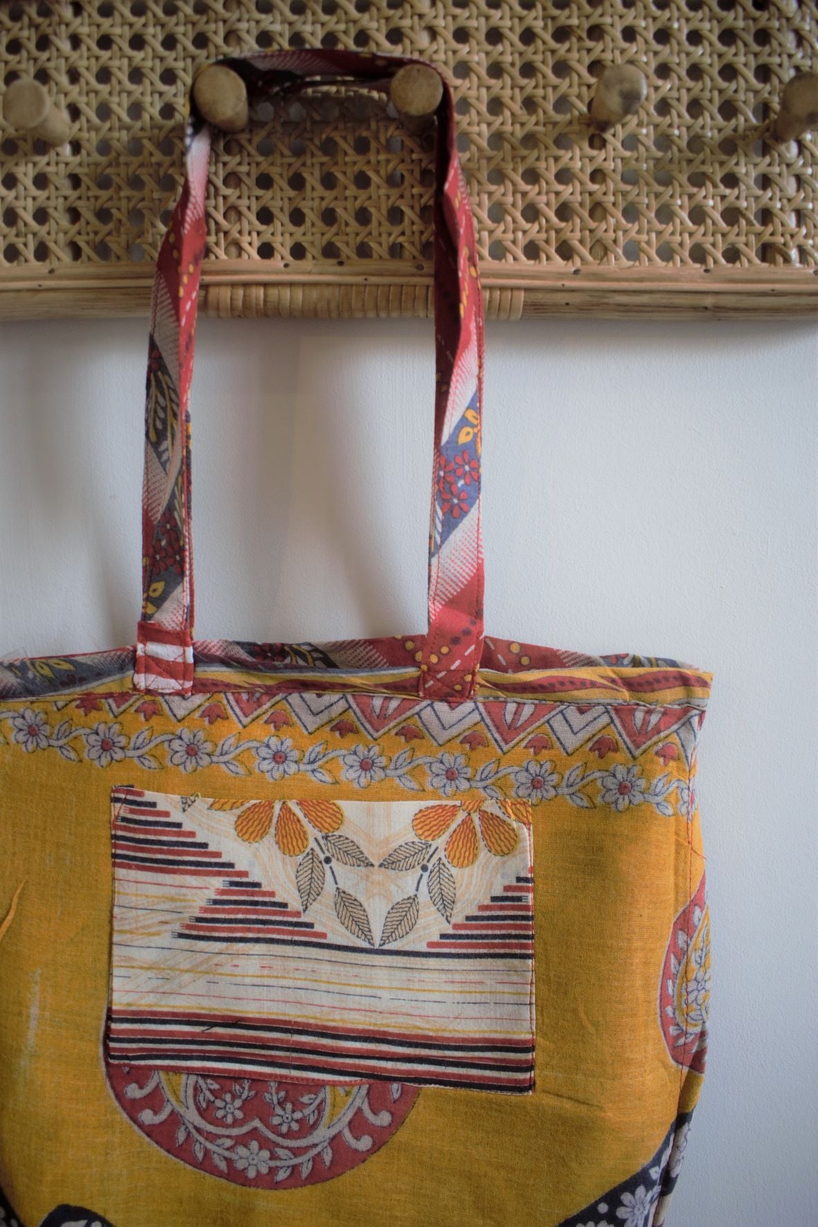 Vintage sari cotton tote shopping bag - 3