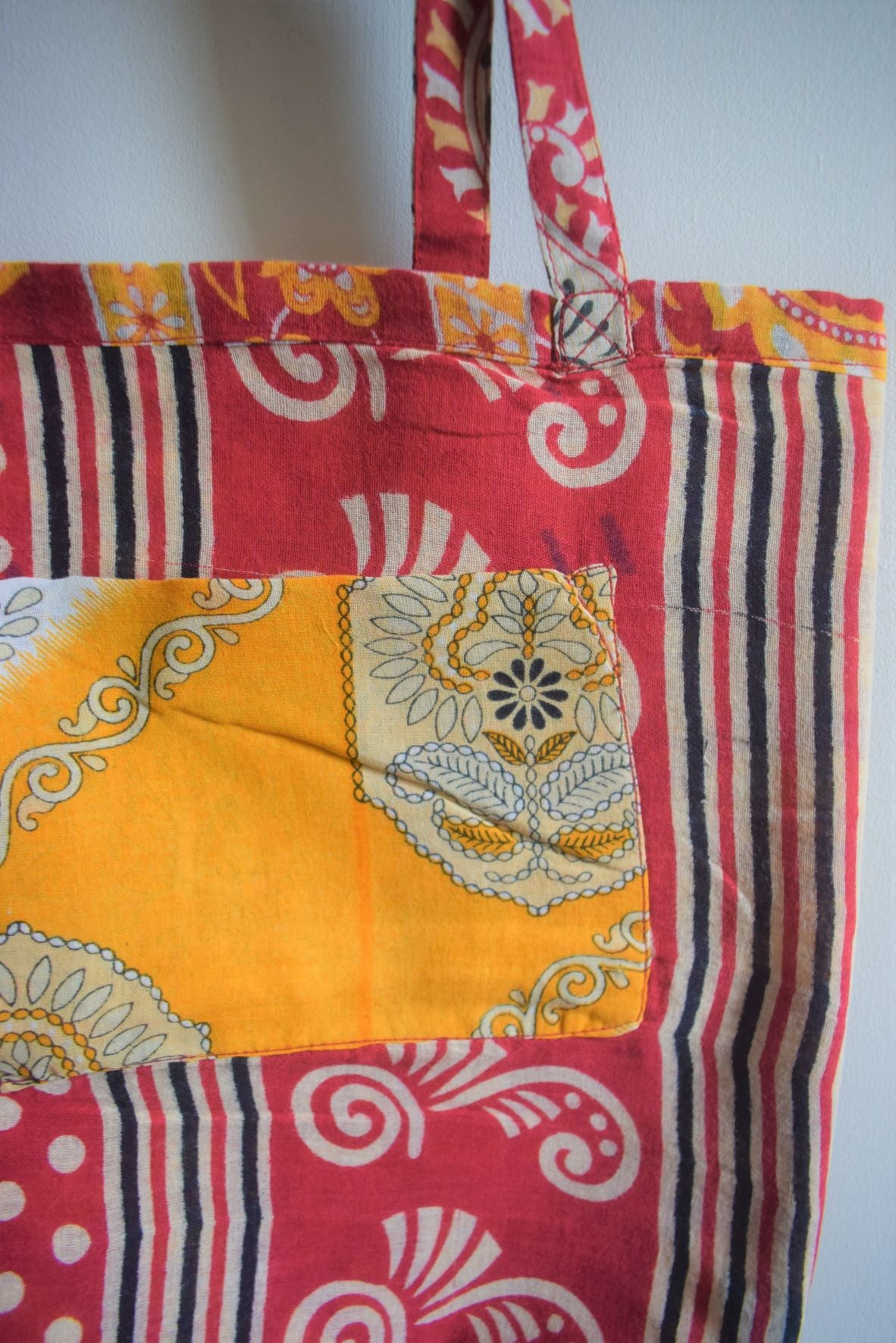 Vintage sari cotton tote shopping bag - 4