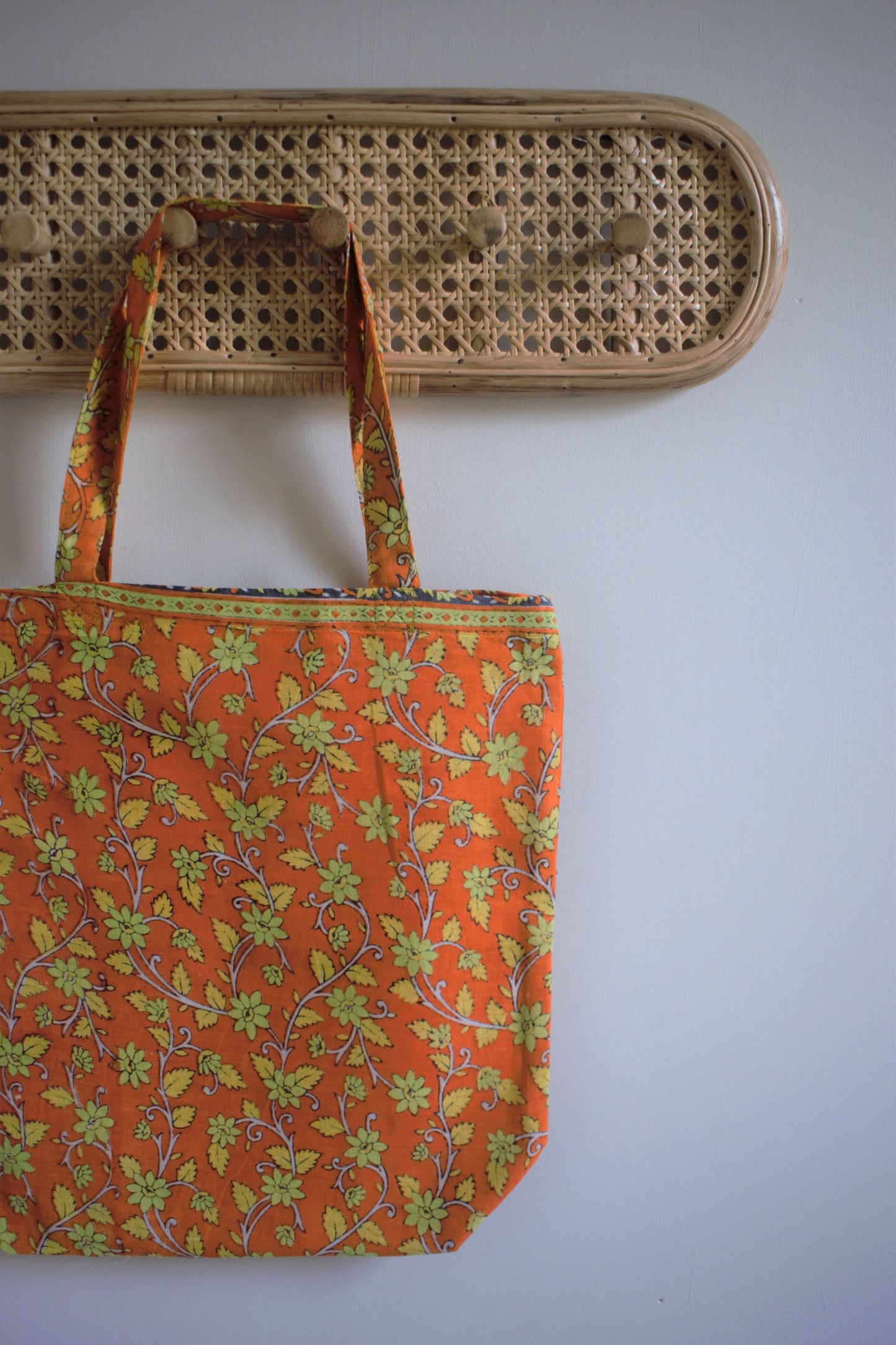 Vintage sari cotton tote shopping bag - 1