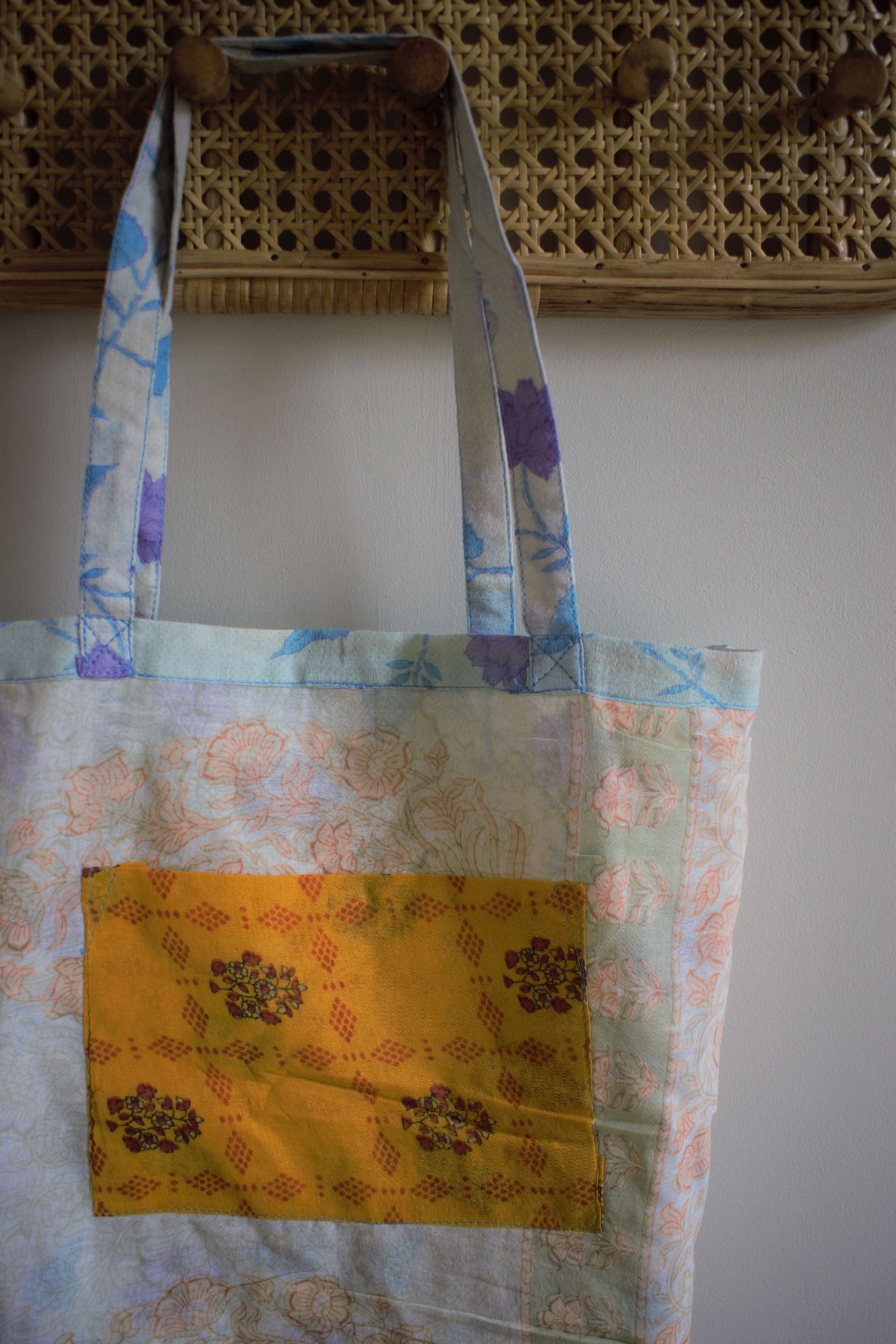 Vintage sari cotton tote shopping bag - 4