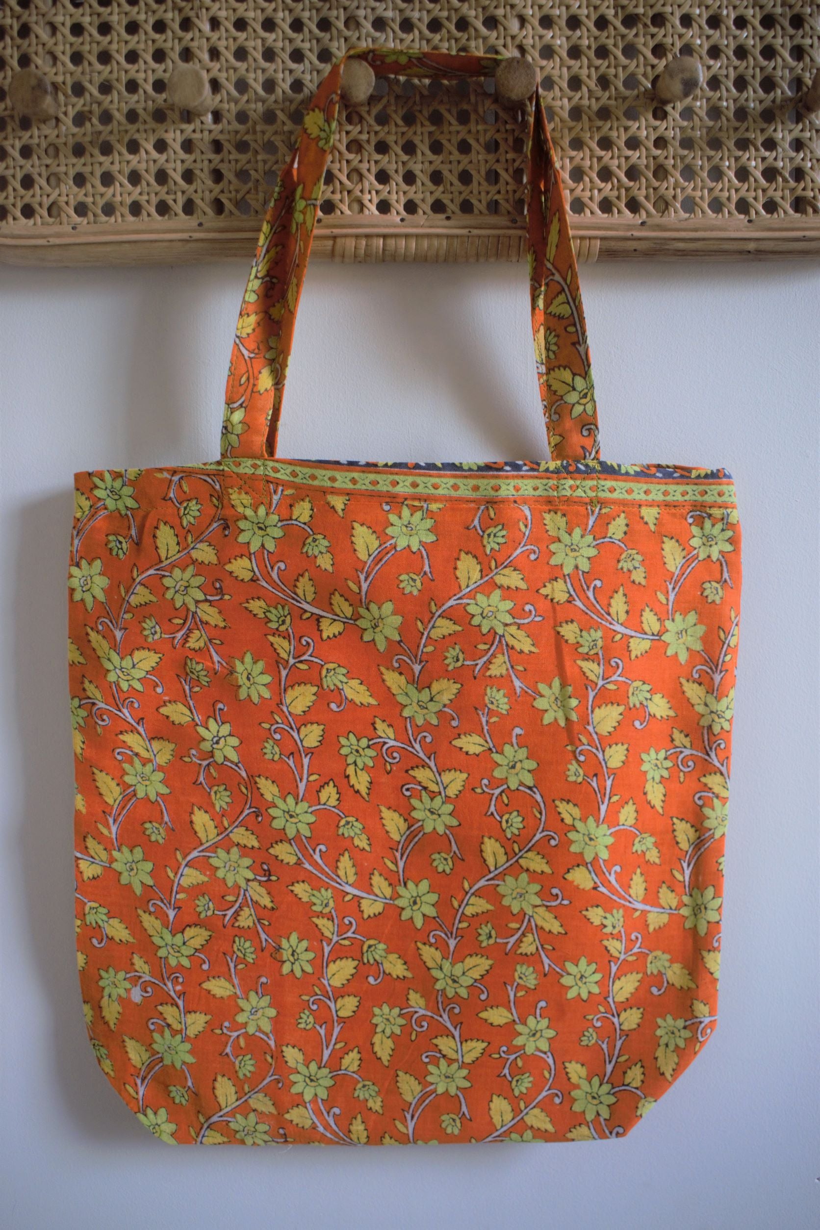 Vintage sari cotton tote shopping bag - 3