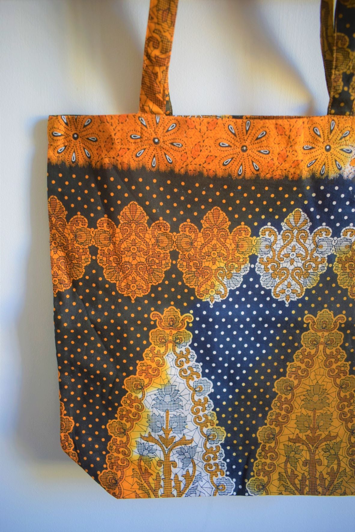 Vintage sari cotton tote shopping bag - 1