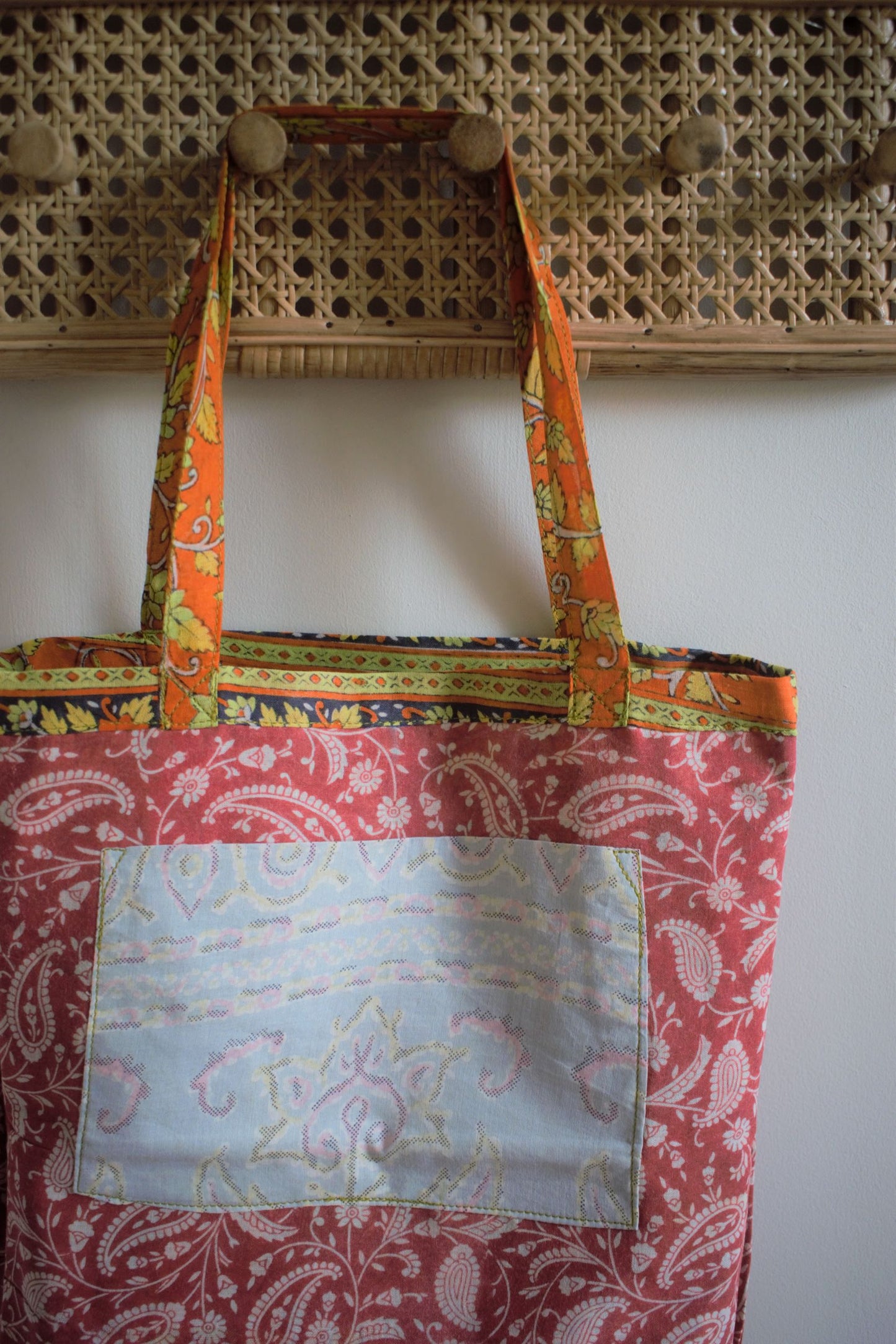 Vintage sari cotton tote shopping bag - 4