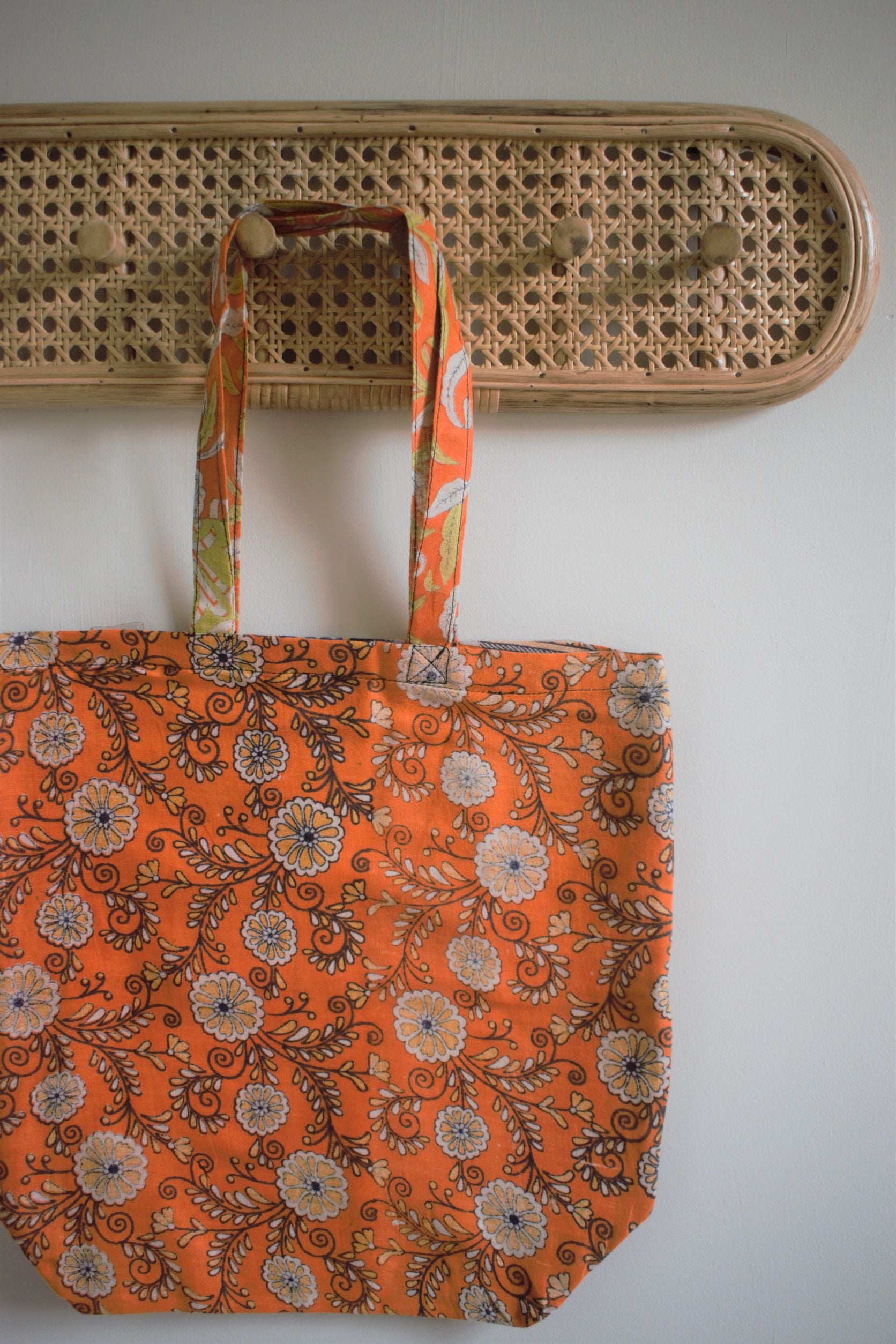 Vintage sari cotton tote shopping bag - 1