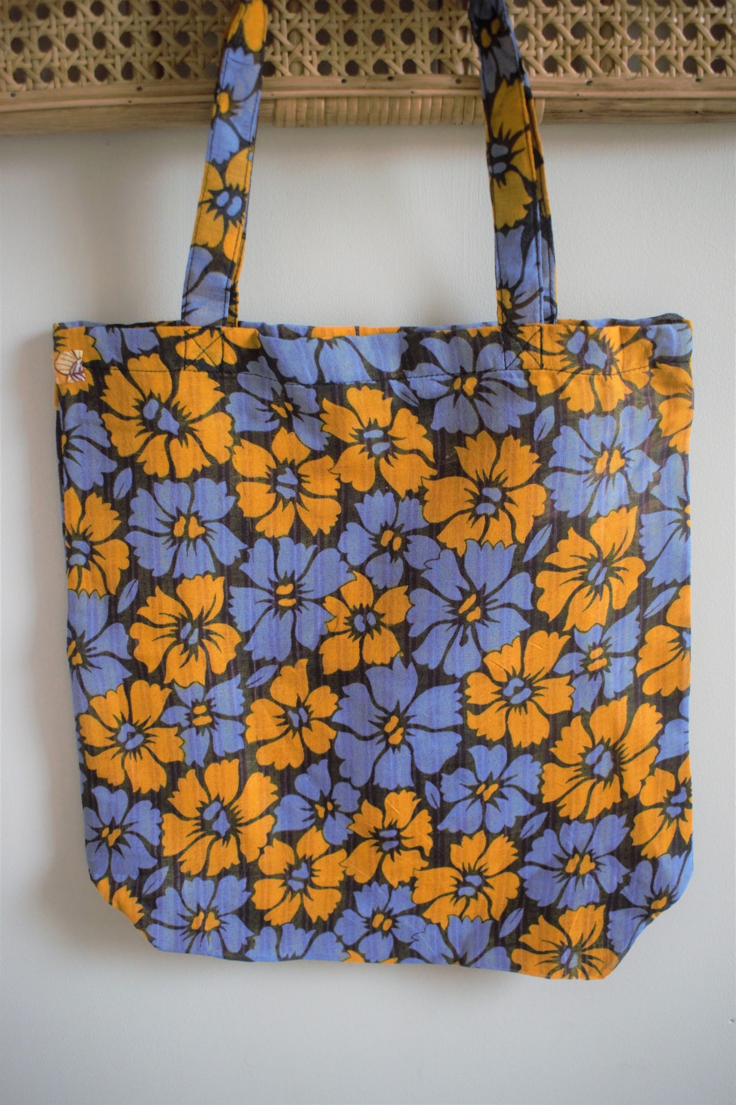 Vintage sari cotton tote shopping bag - 3