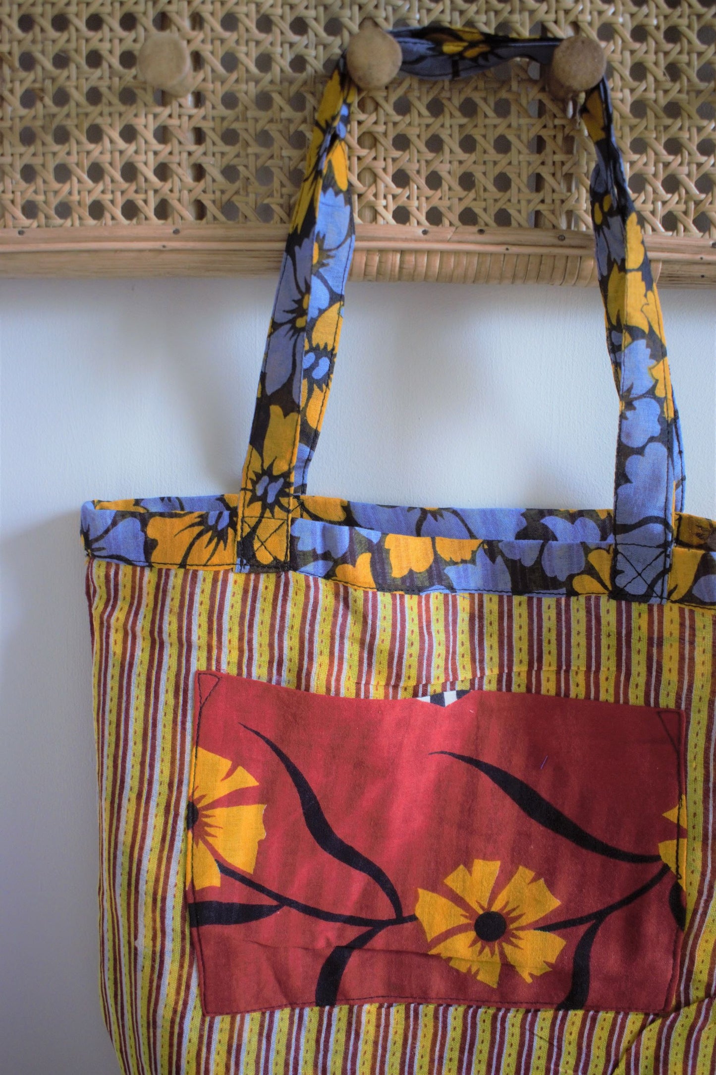 Vintage sari cotton tote shopping bag - 4