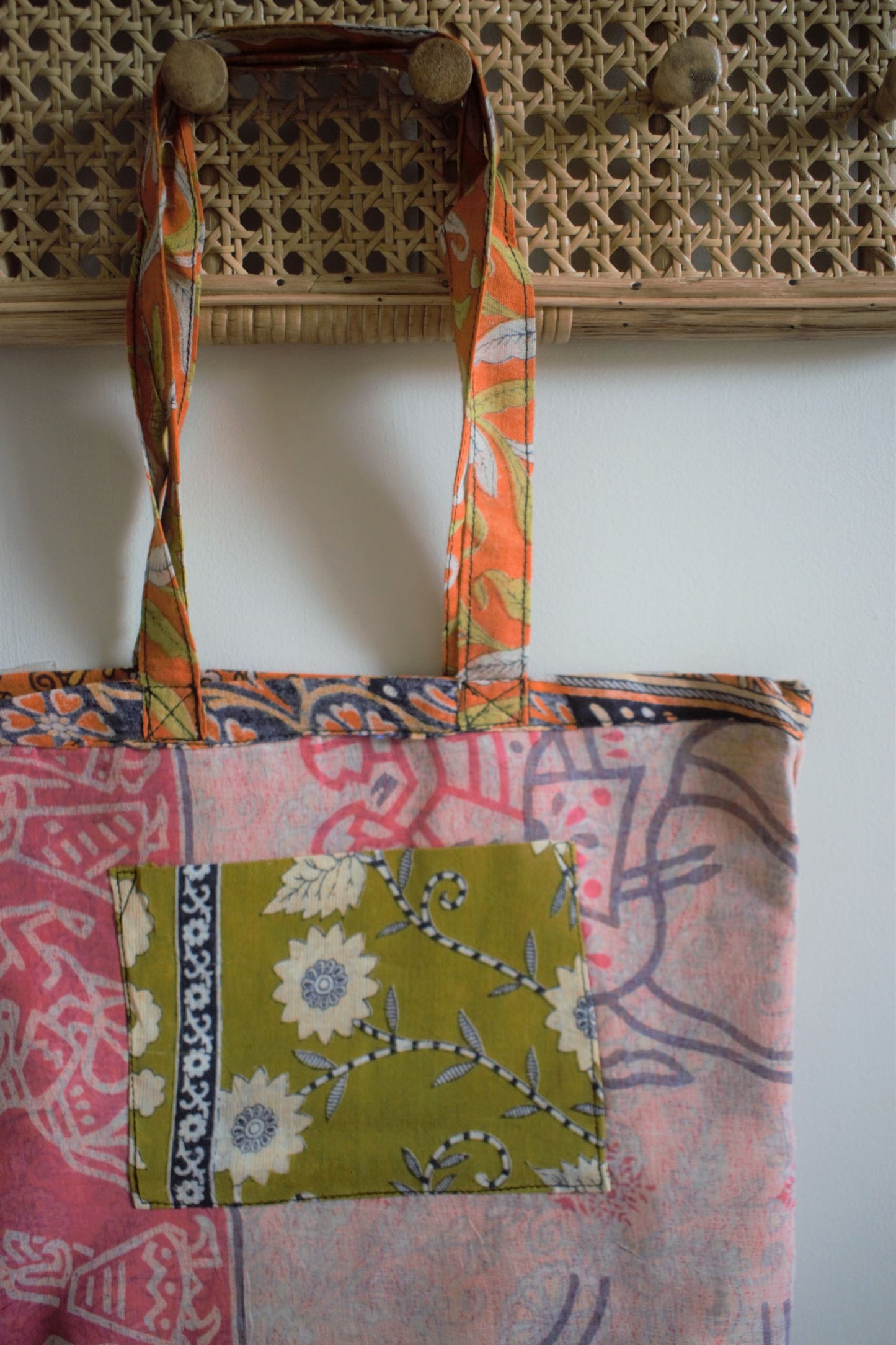 Vintage sari cotton tote shopping bag - 4