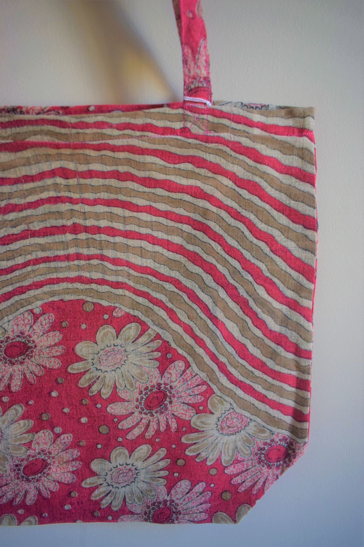 Vintage sari cotton tote shopping bag - 1