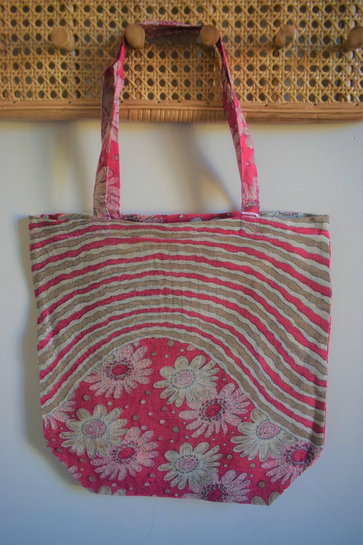 Vintage sari cotton tote shopping bag - 2