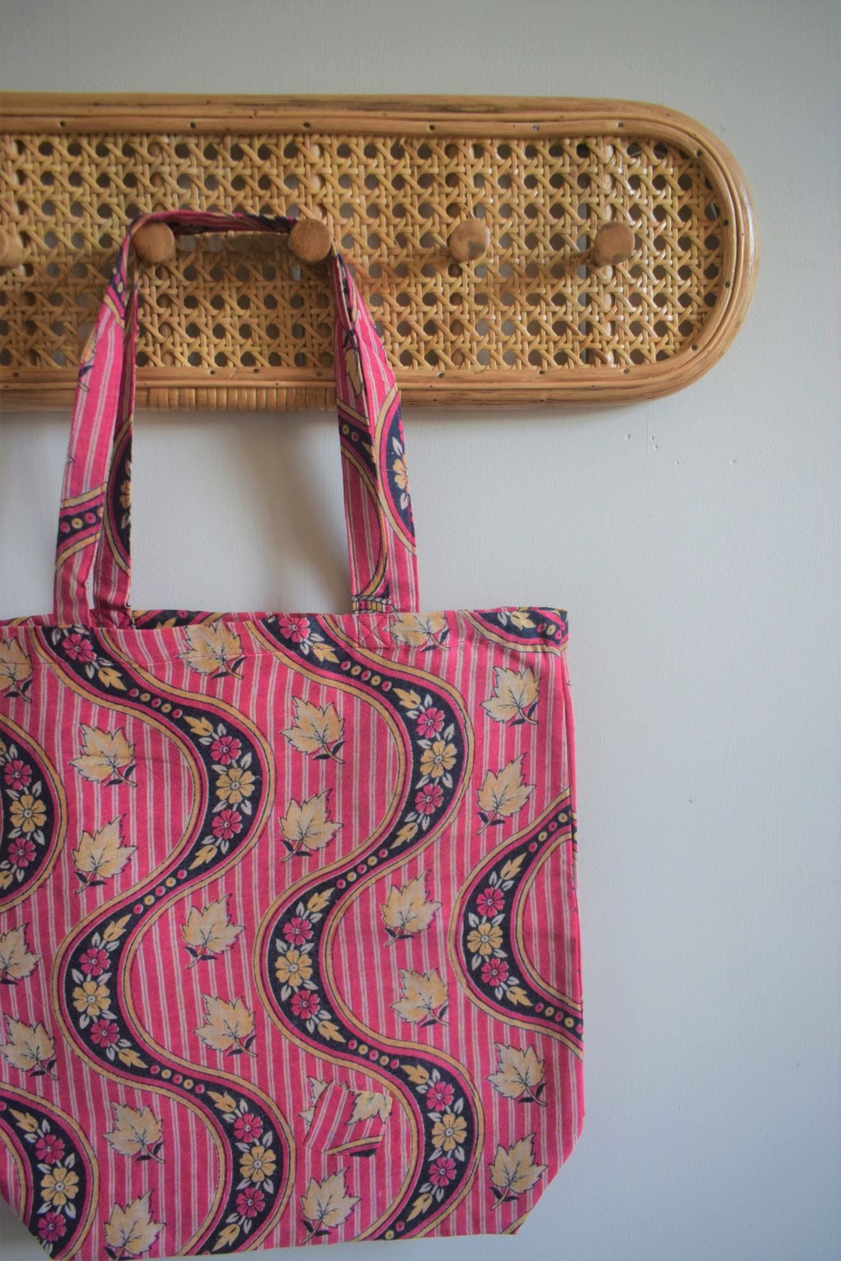 Vintage sari cotton tote shopping bag - 1