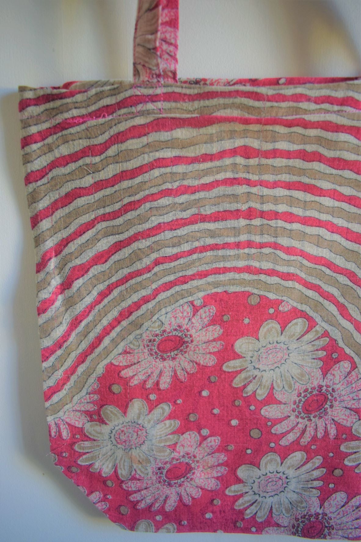 Vintage sari cotton tote shopping bag - 3