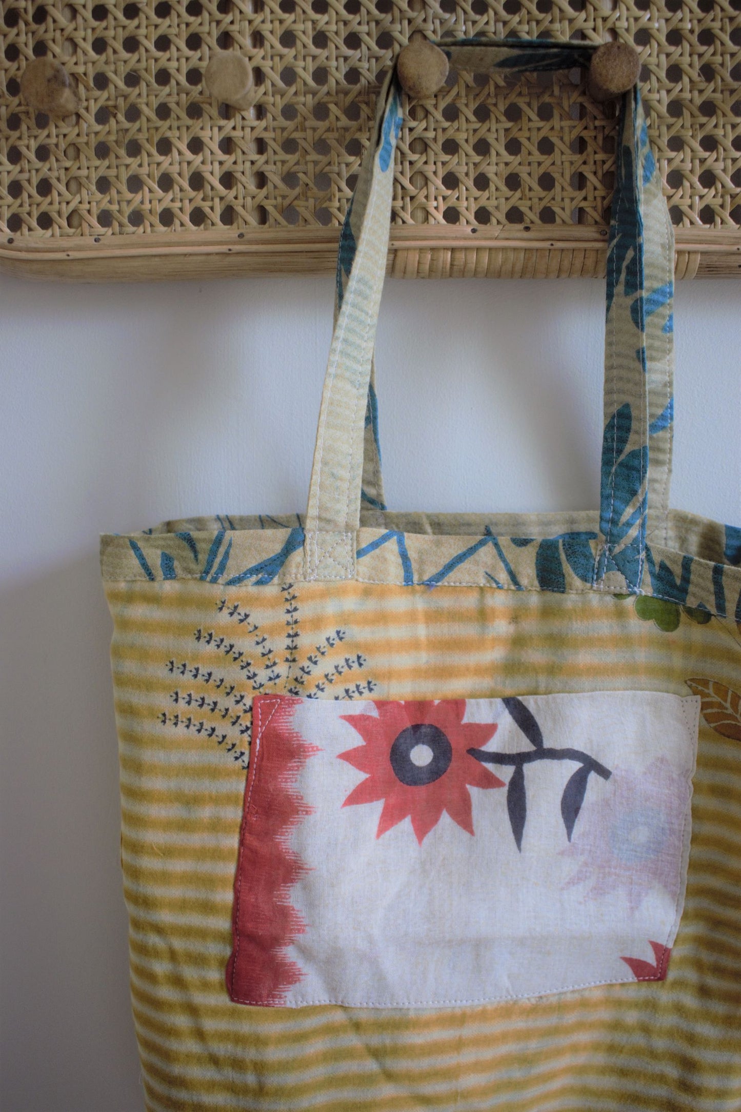 Vintage sari cotton tote shopping bag - 4