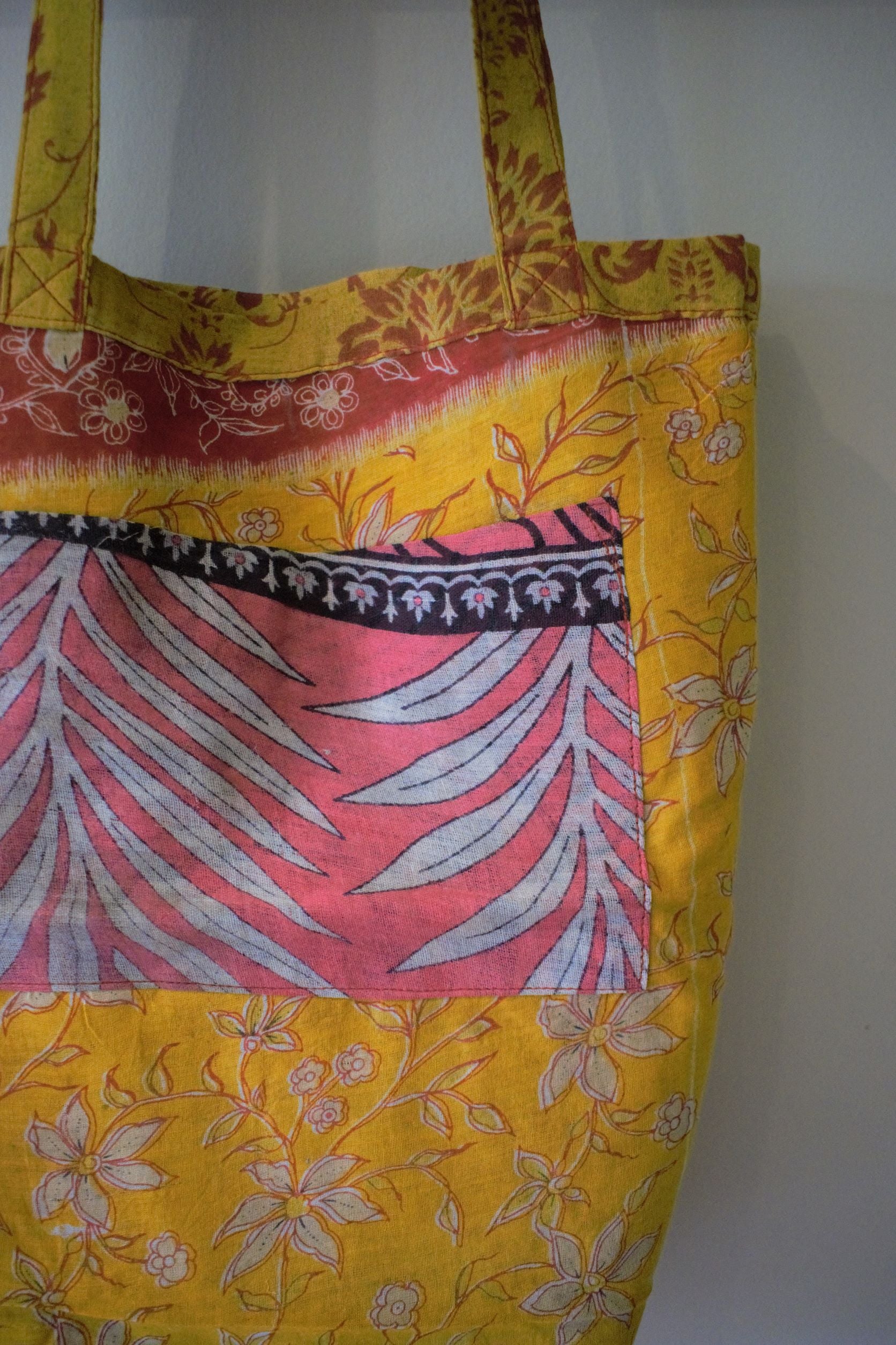 Vintage sari cotton tote shopping bag - 4