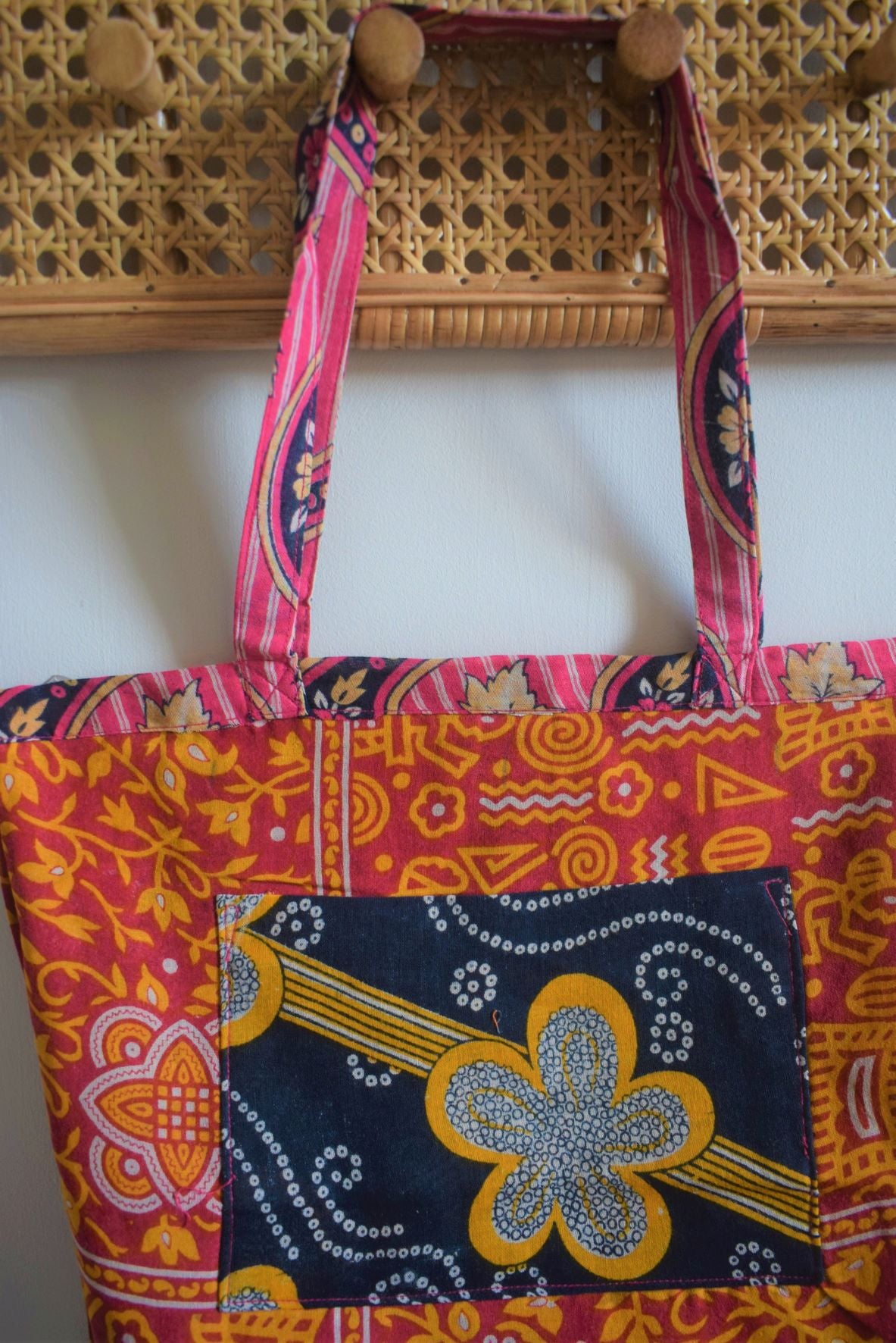 Vintage sari cotton tote shopping bag - 4