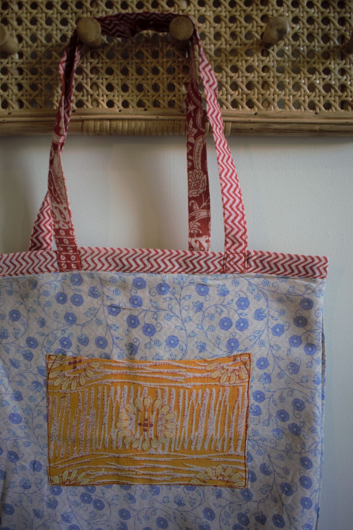 Vintage sari cotton tote shopping bag - 3