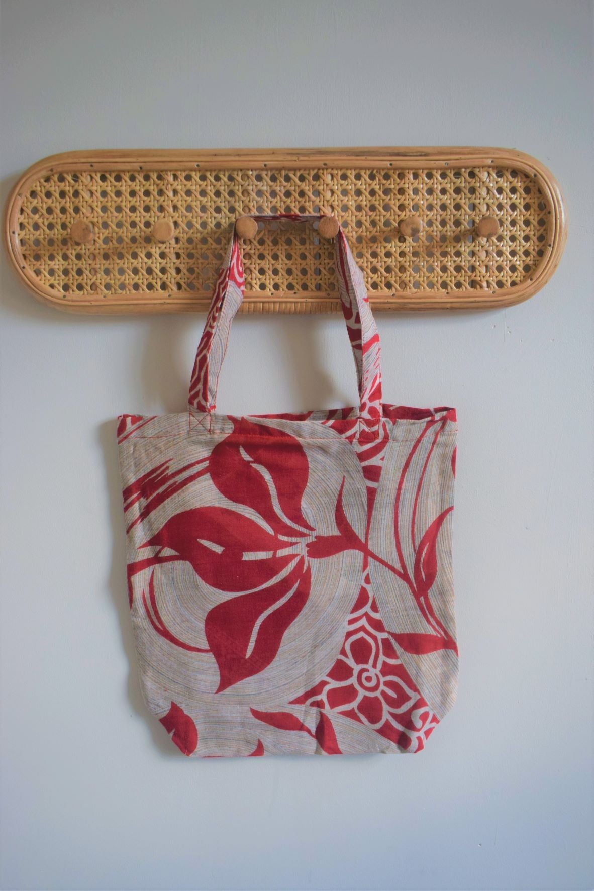 Vintage sari cotton tote shopping bag - 0