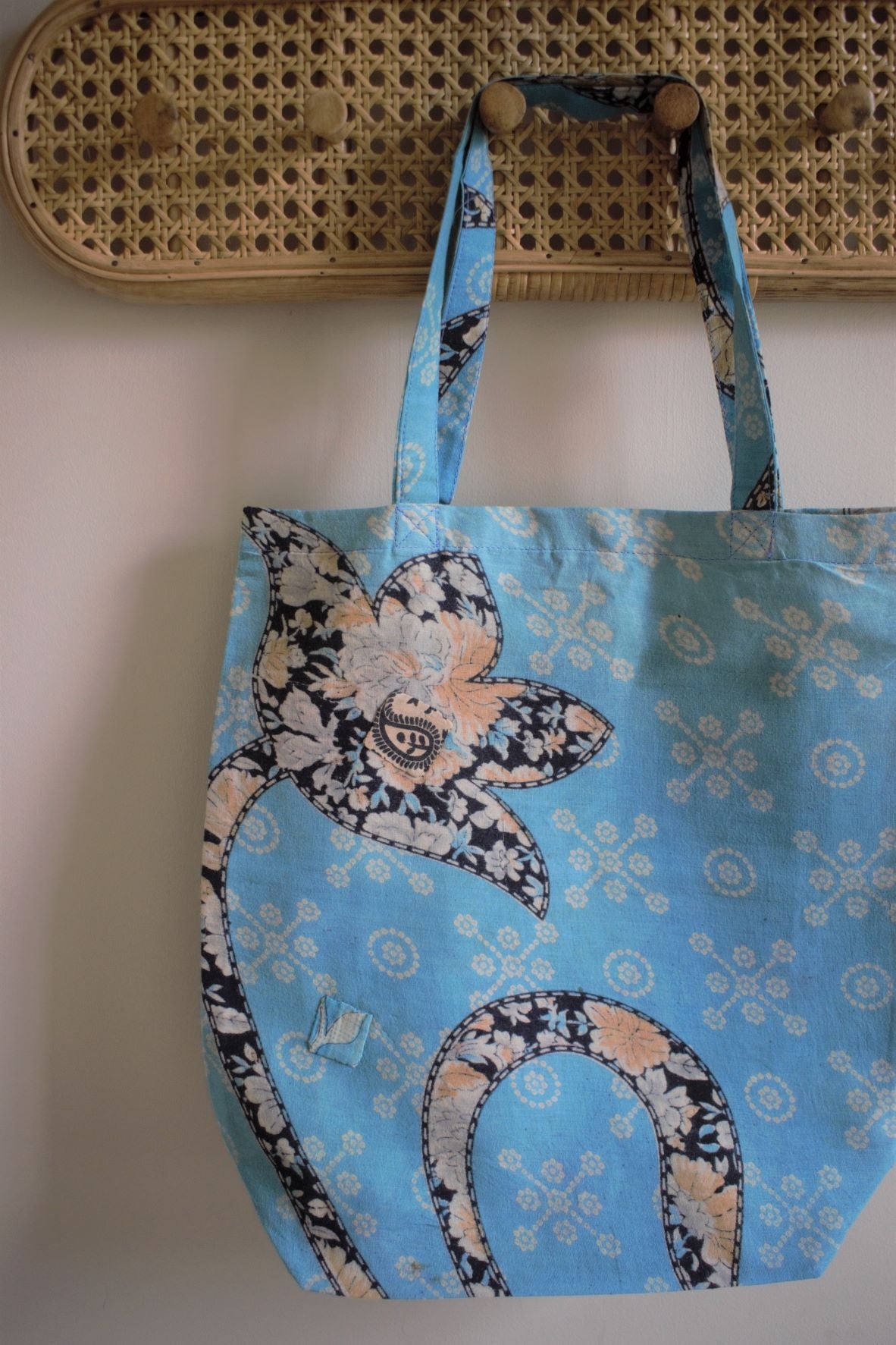 Vintage sari cotton tote shopping bag - 3