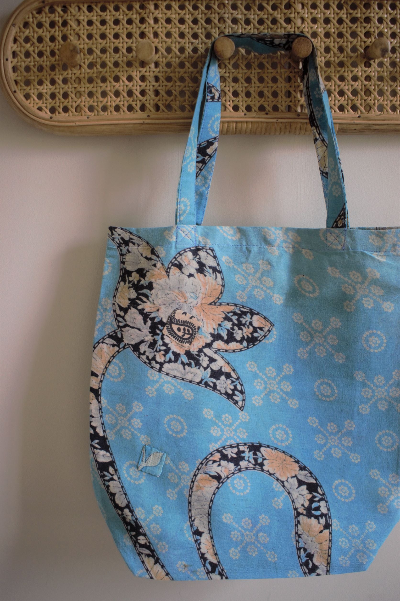 Vintage sari cotton tote shopping bag - 2