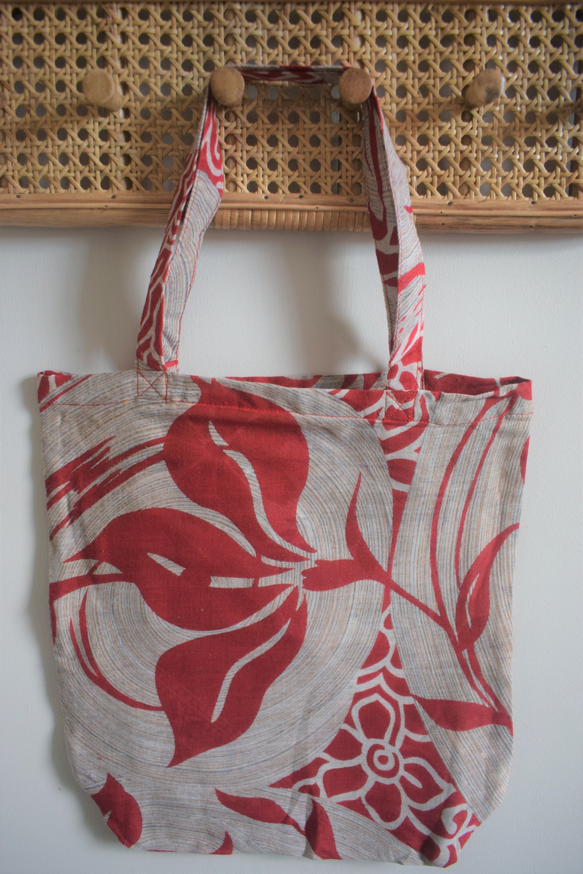 Vintage sari cotton tote shopping bag - 1