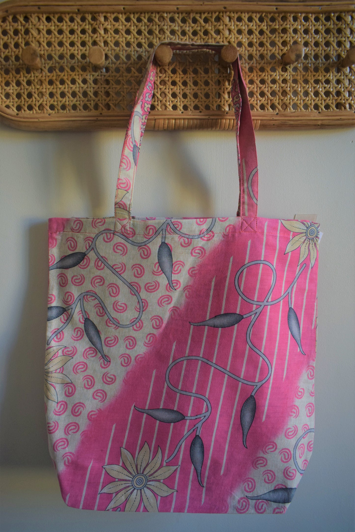 Vintage sari cotton tote shopping bag - 2