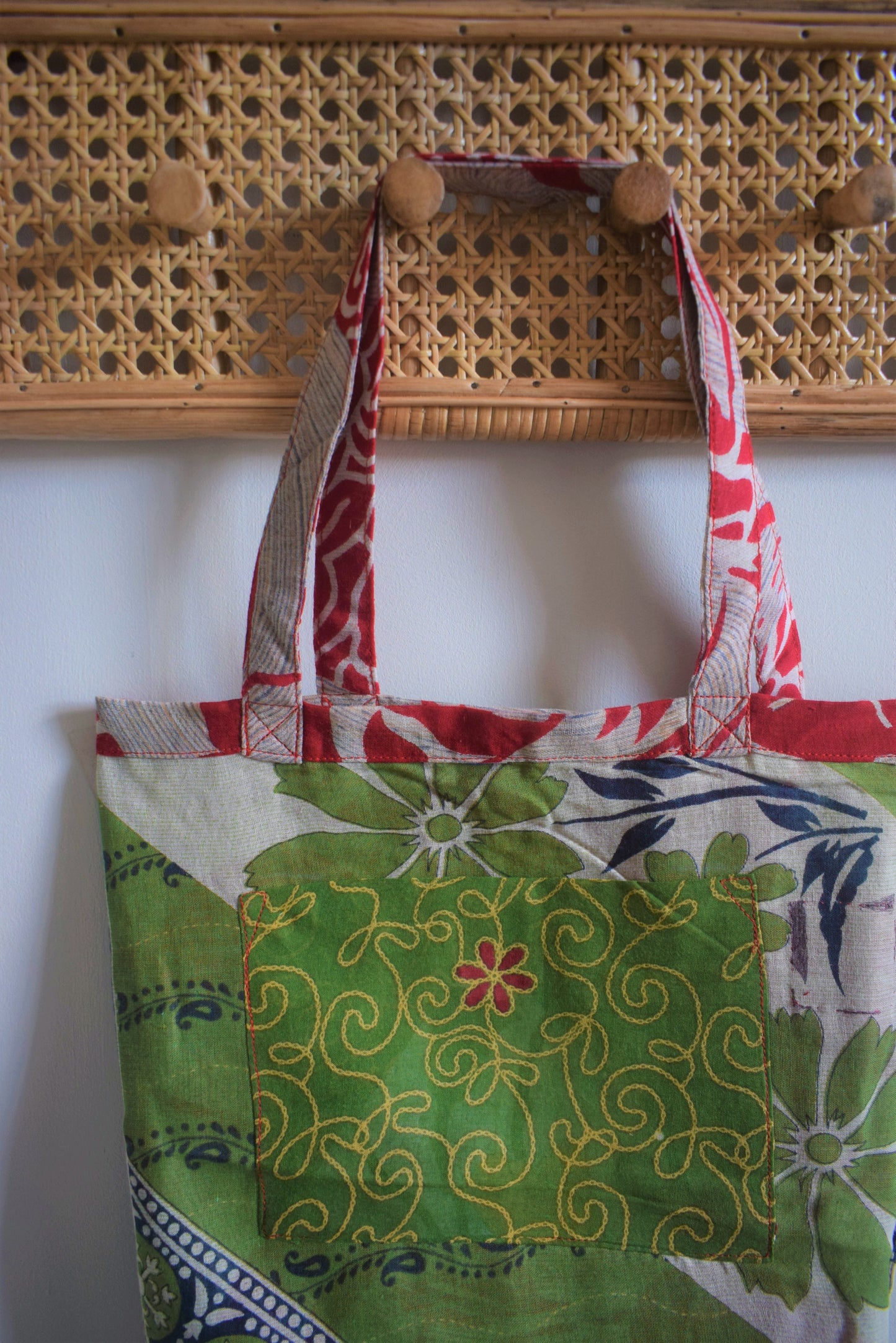 Vintage sari cotton tote shopping bag - 4