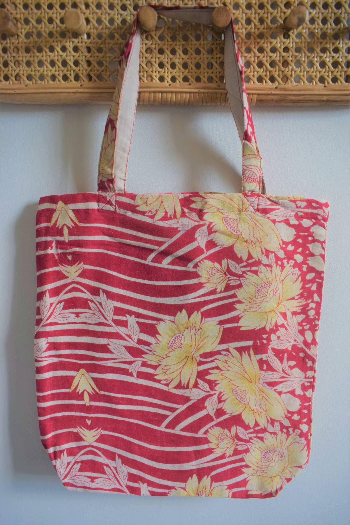 Vintage sari cotton tote shopping bag - 1