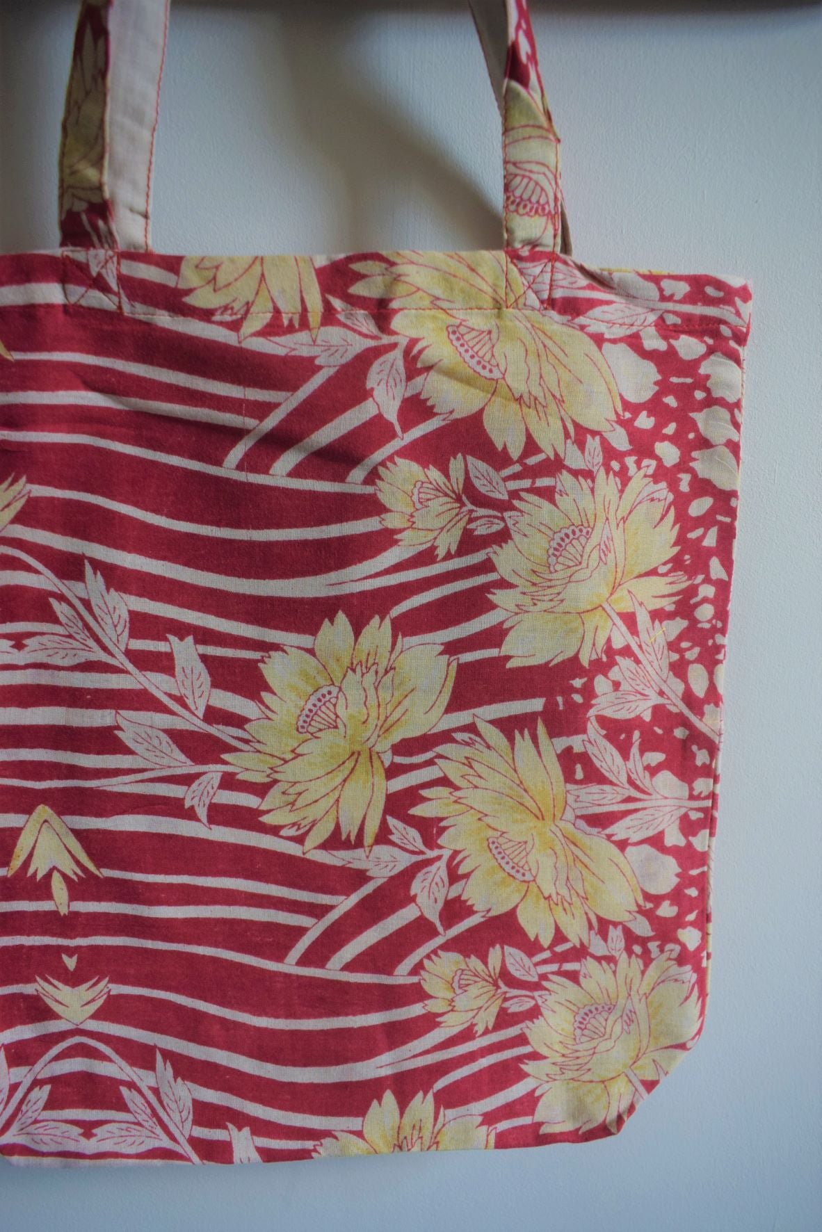 Vintage sari cotton tote shopping bag - 3