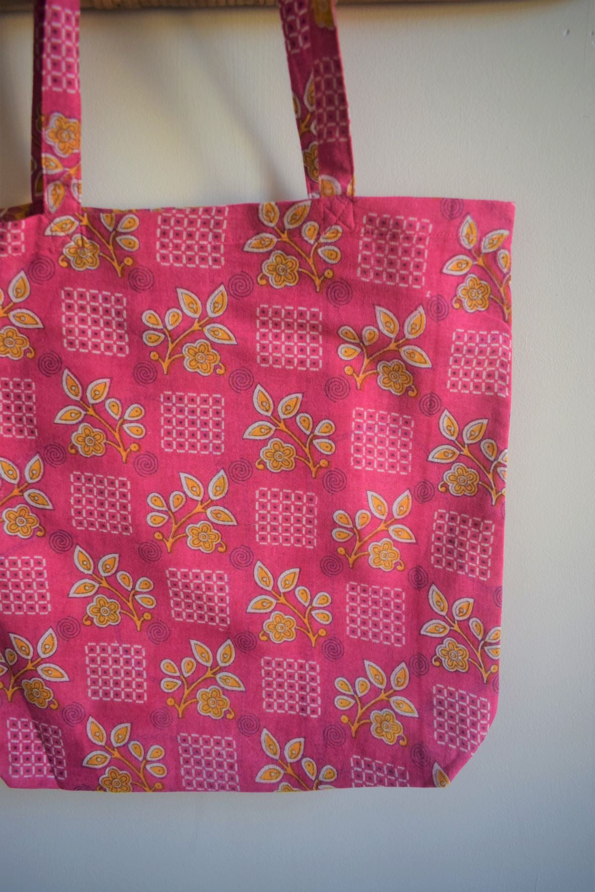 Vintage sari cotton tote shopping bag - 1