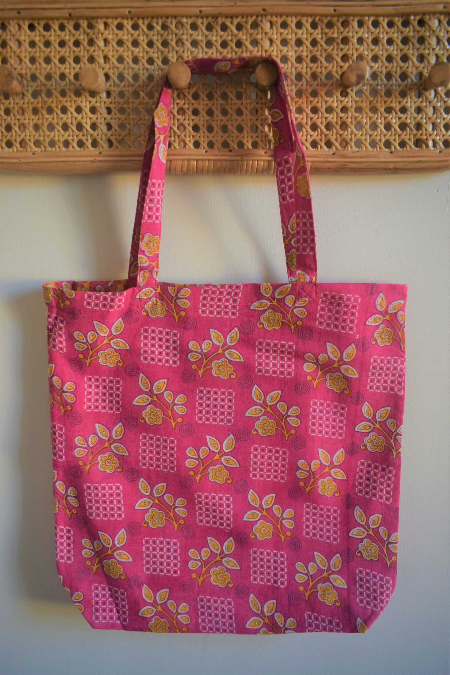 Vintage sari cotton tote shopping bag - 2