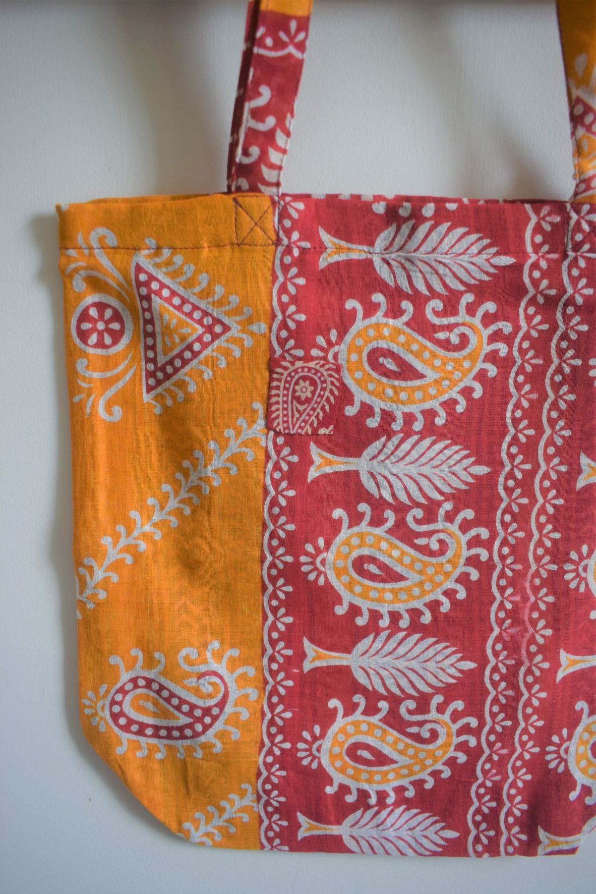 Vintage sari cotton tote shopping bag - 2