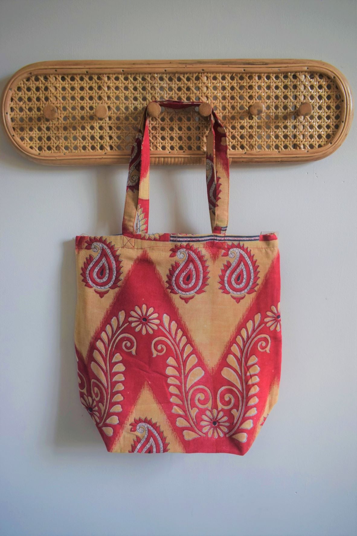 Vintage sari cotton tote shopping bag - 0