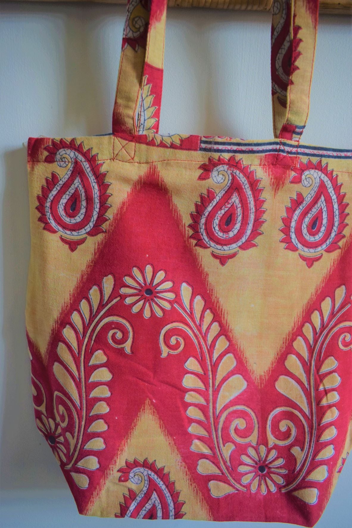 Vintage sari cotton tote shopping bag - 3