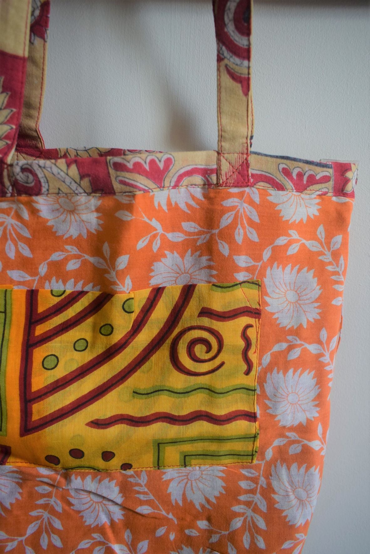 Vintage sari cotton tote shopping bag - 4