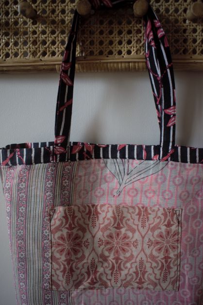 Vintage sari cotton tote shopping bag - 2