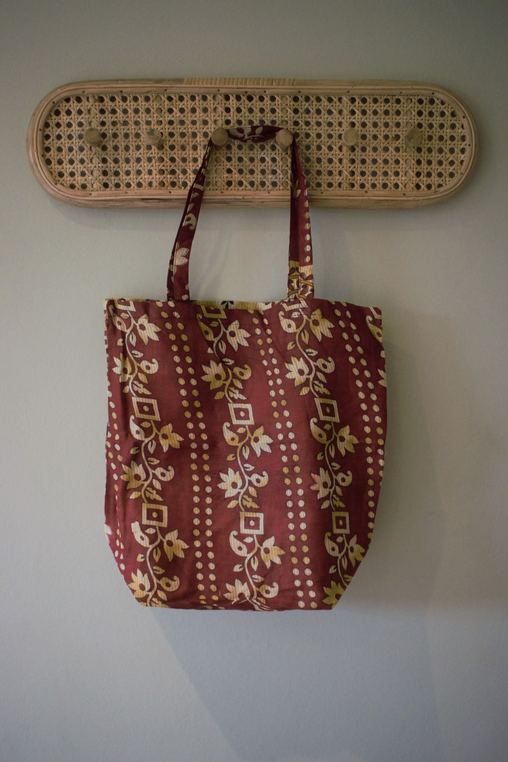 Vintage sari cotton tote shopping bag - 0