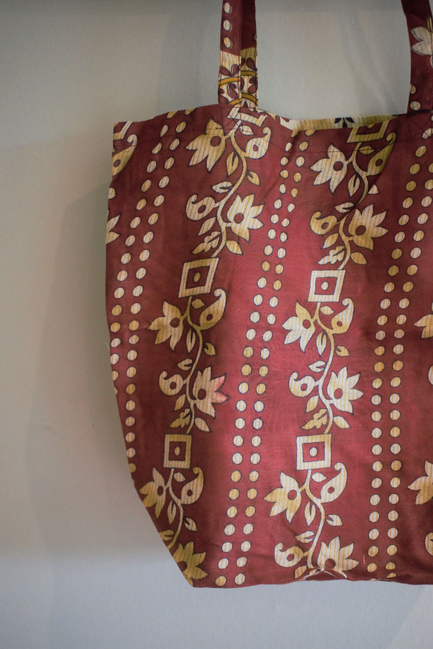 Vintage sari cotton tote shopping bag - 2