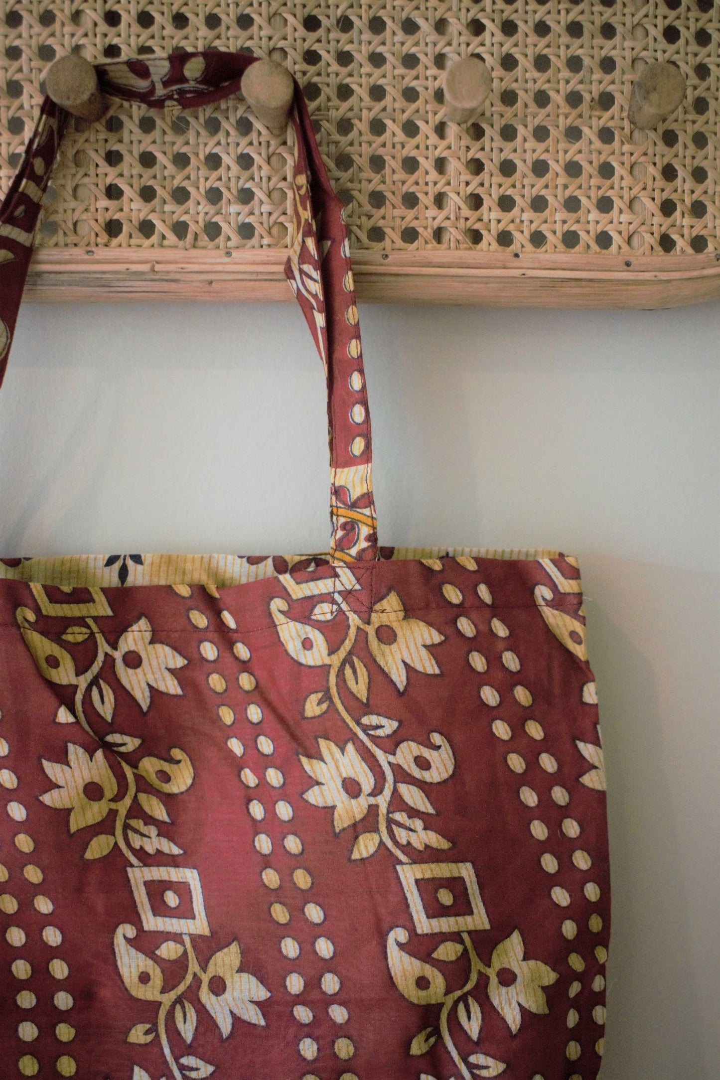 Vintage sari cotton tote shopping bag - 3