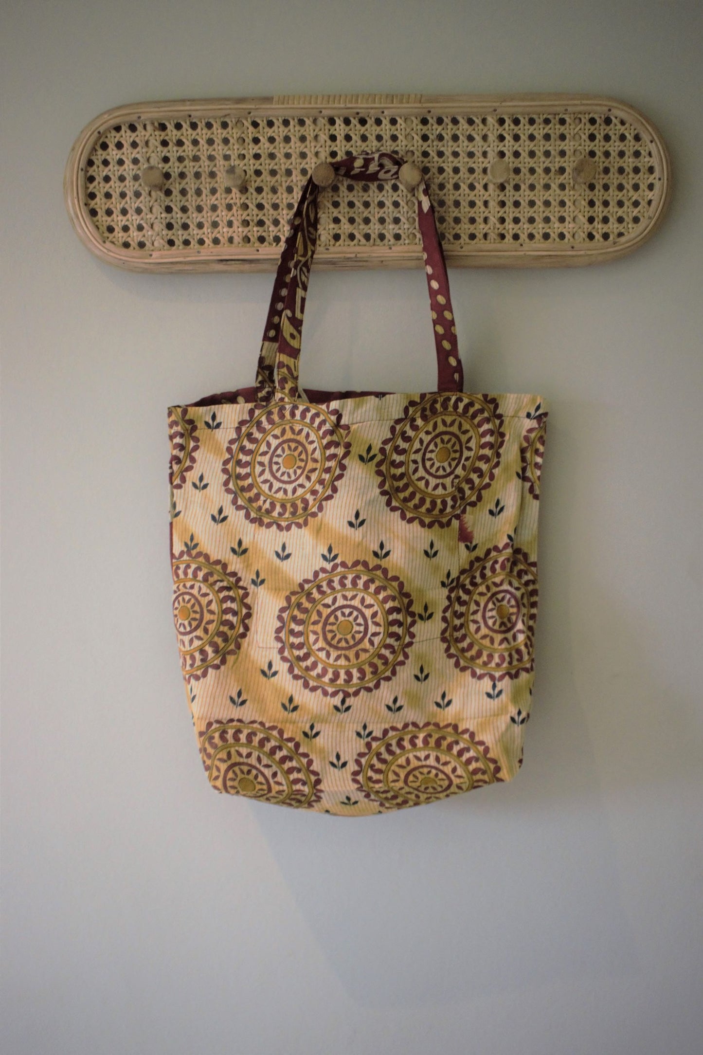 Vintage sari cotton tote shopping bag - 1