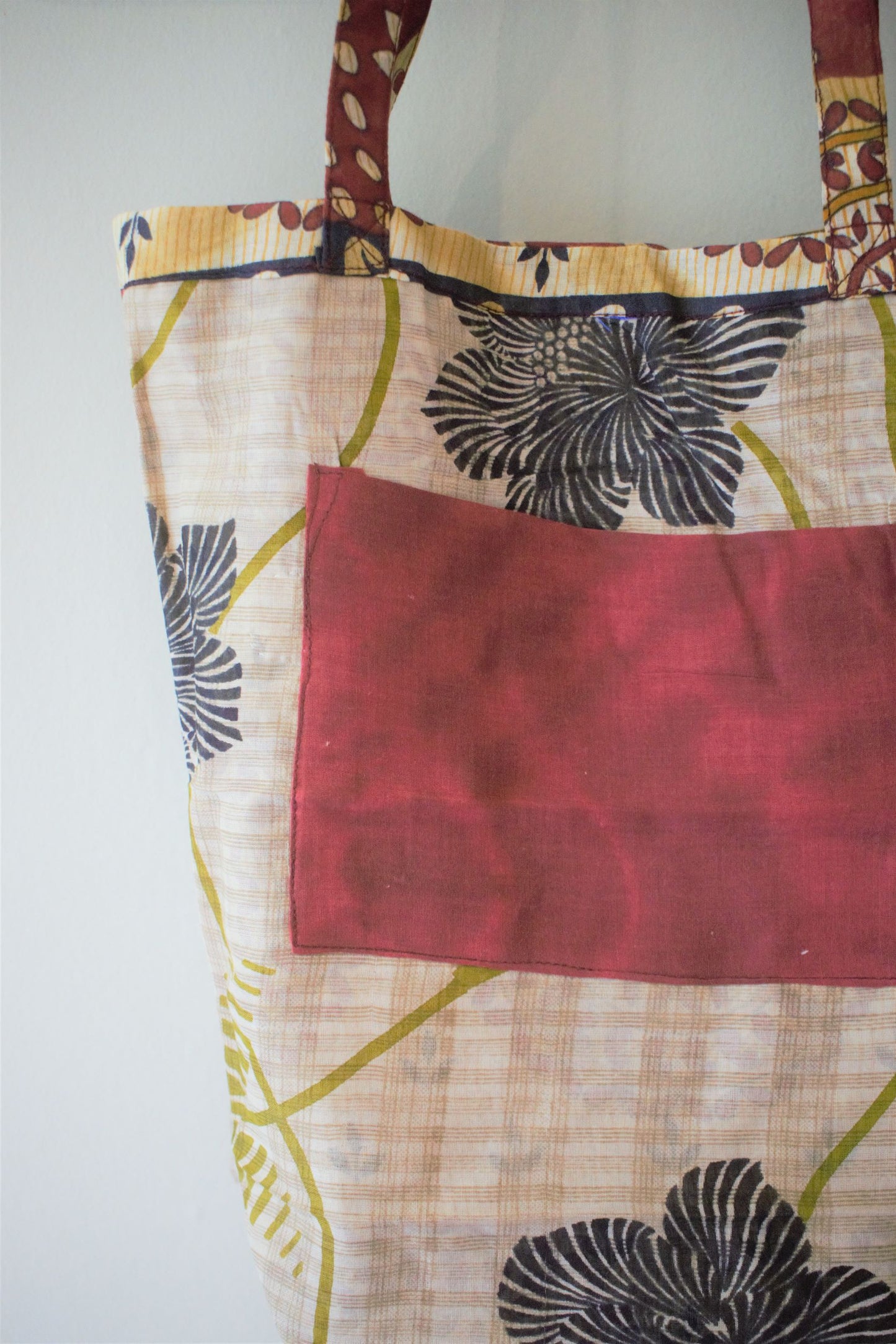 Vintage sari cotton tote shopping bag - 5