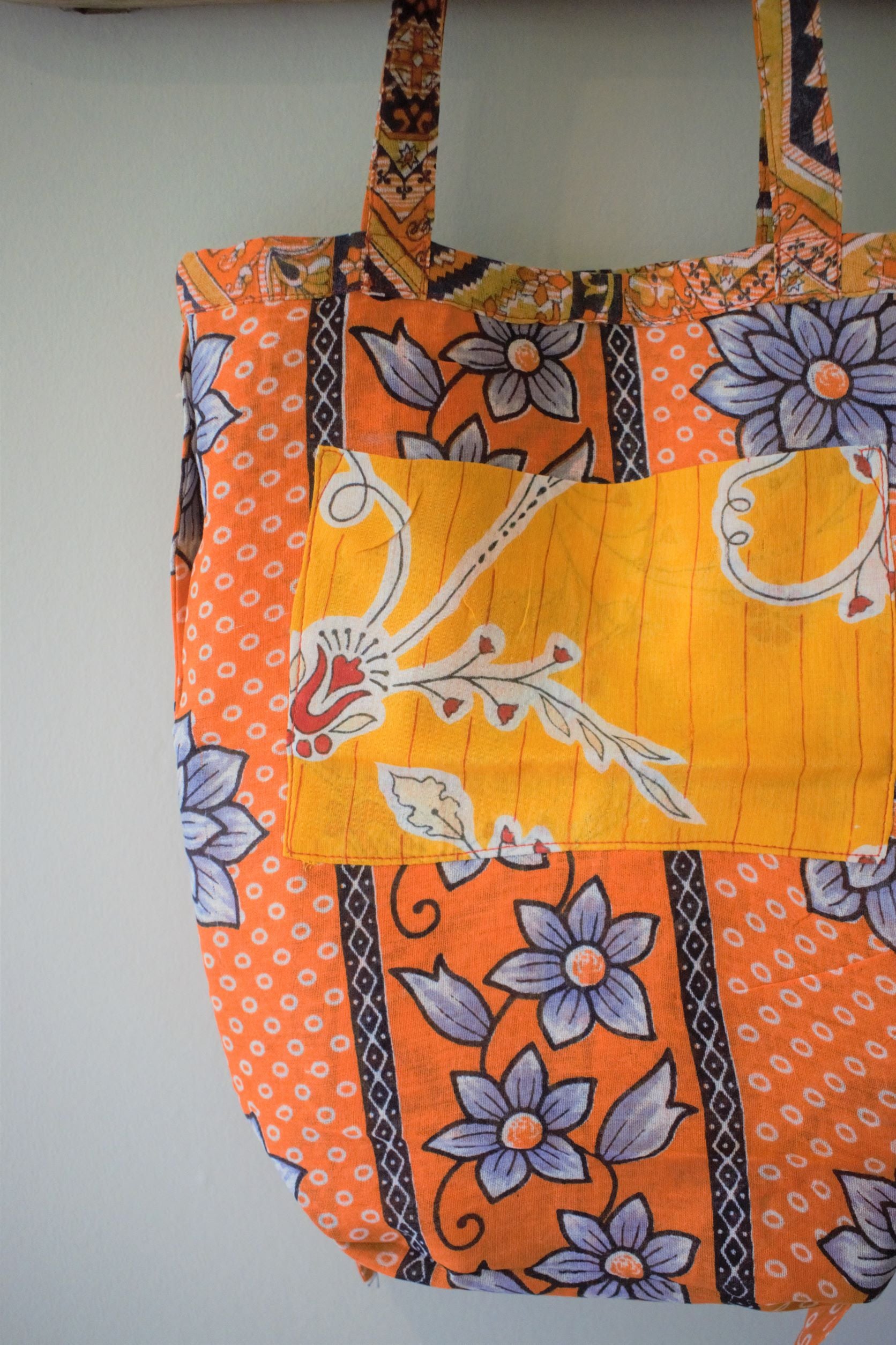 Vintage sari cotton tote shopping bag - 4