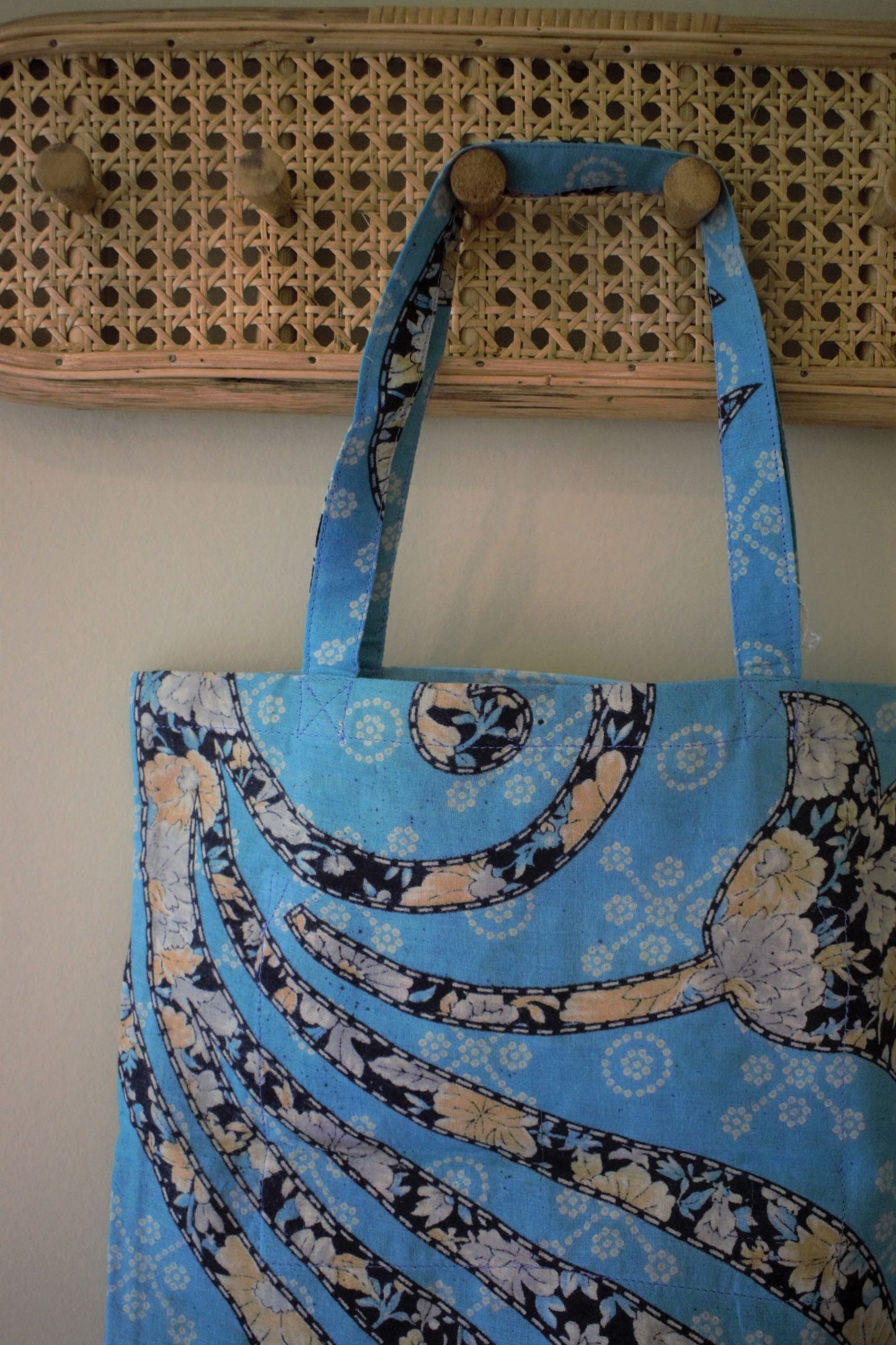 Vintage sari cotton tote shopping bag - 5