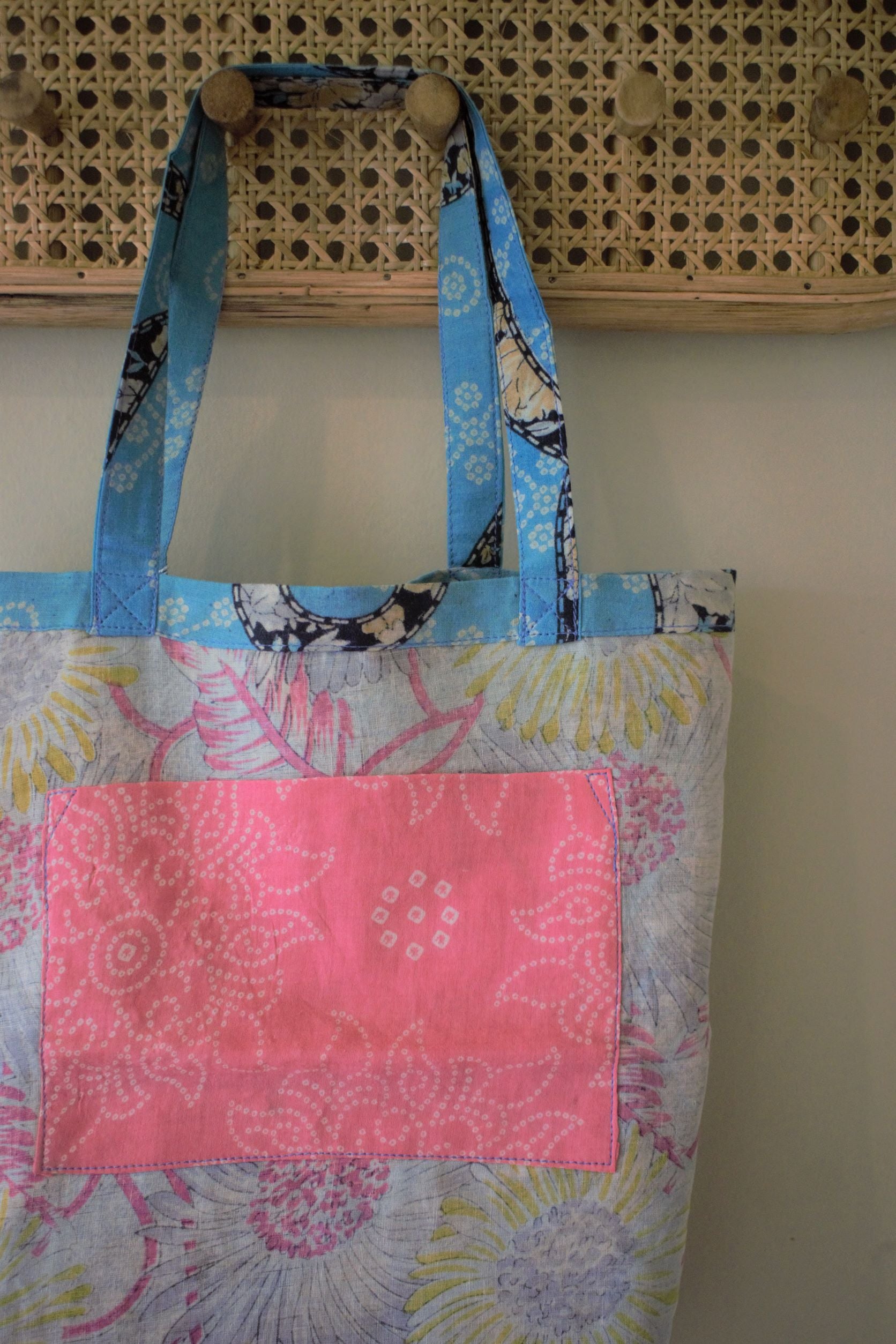 Vintage sari cotton tote shopping bag - 7