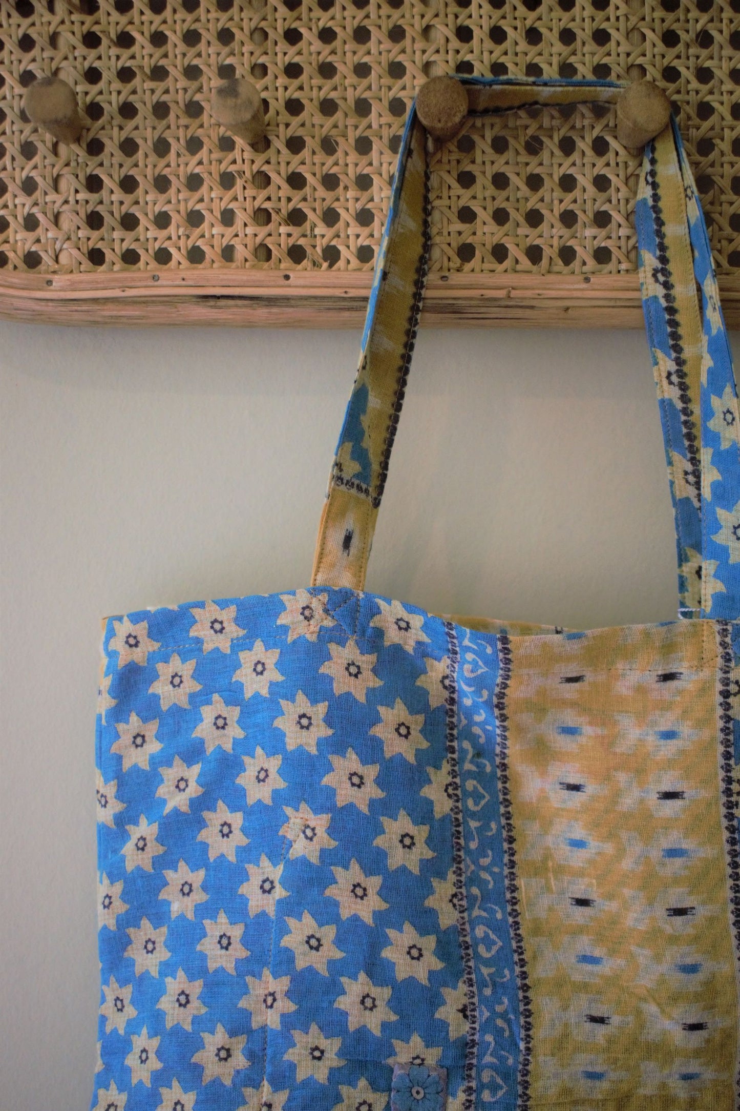 Vintage sari cotton tote shopping bag - 4