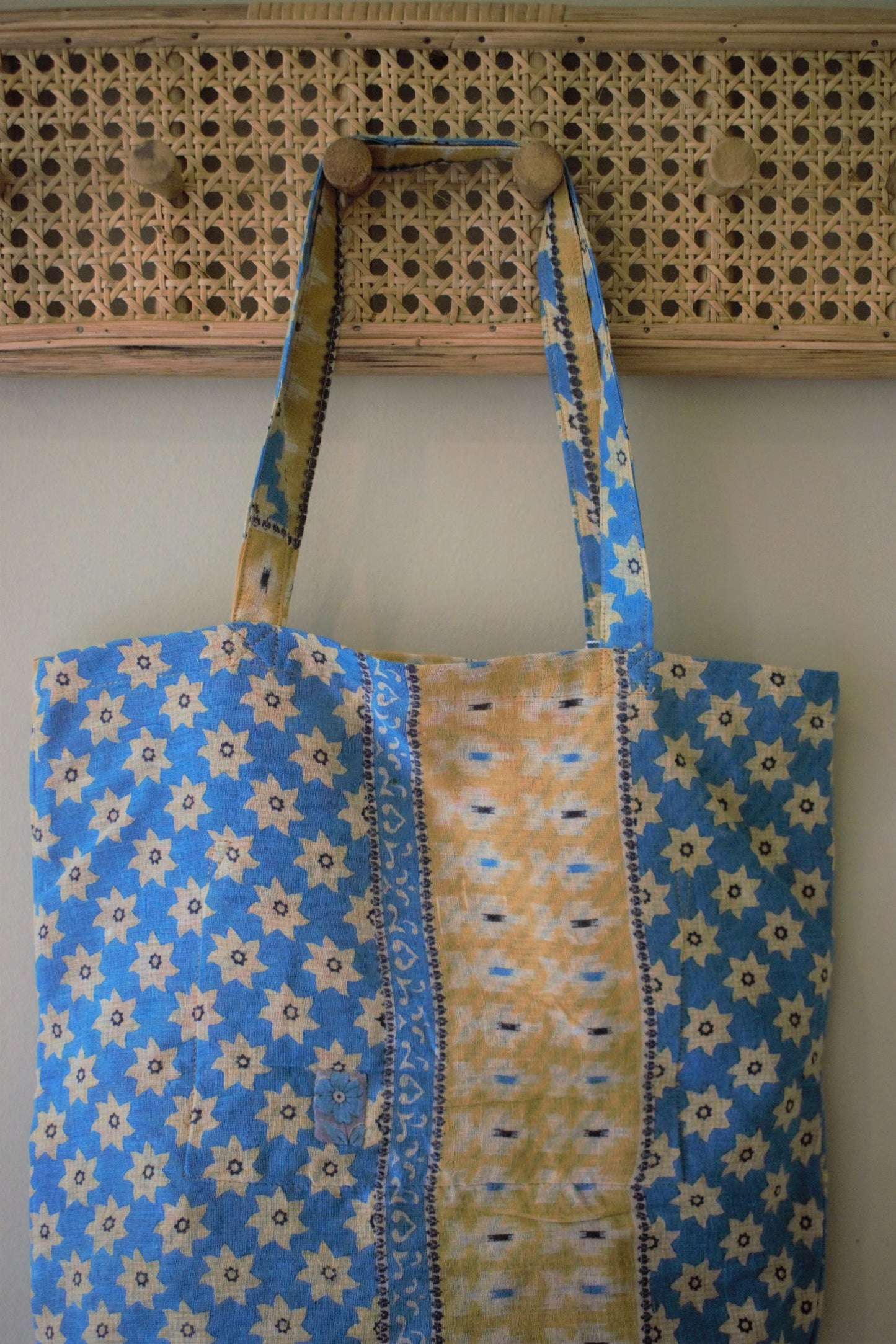 Vintage sari cotton tote shopping bag - 3