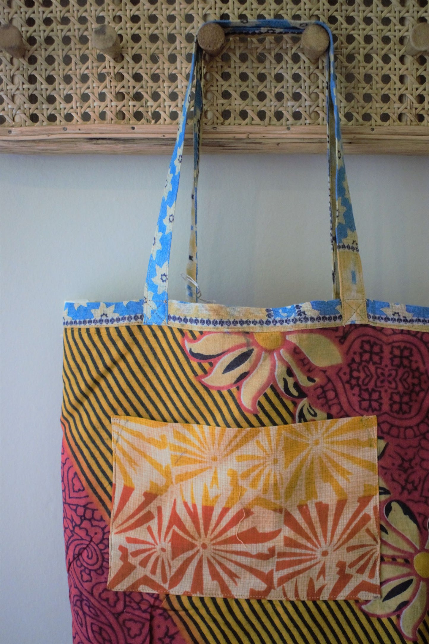 Vintage sari cotton tote shopping bag - 5