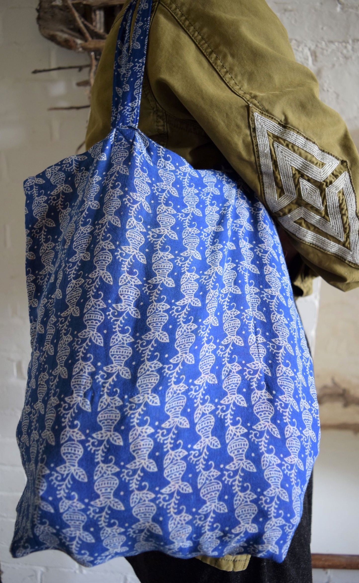 Vintage cotton sari tote shopping bags - 5