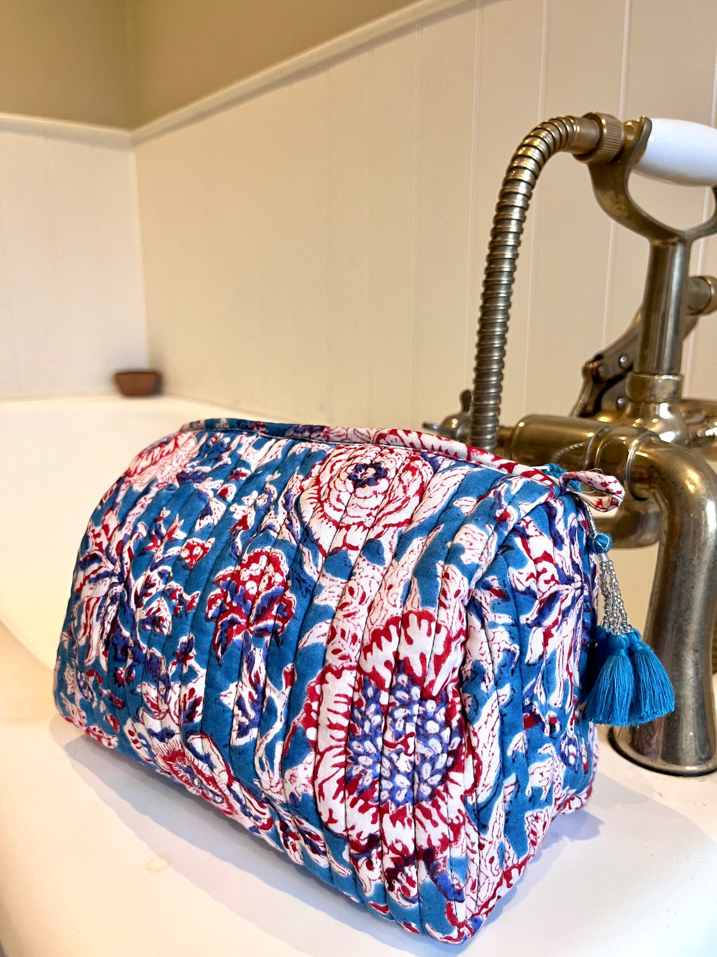 Ditsy Dahlia Block Print Wash Bag