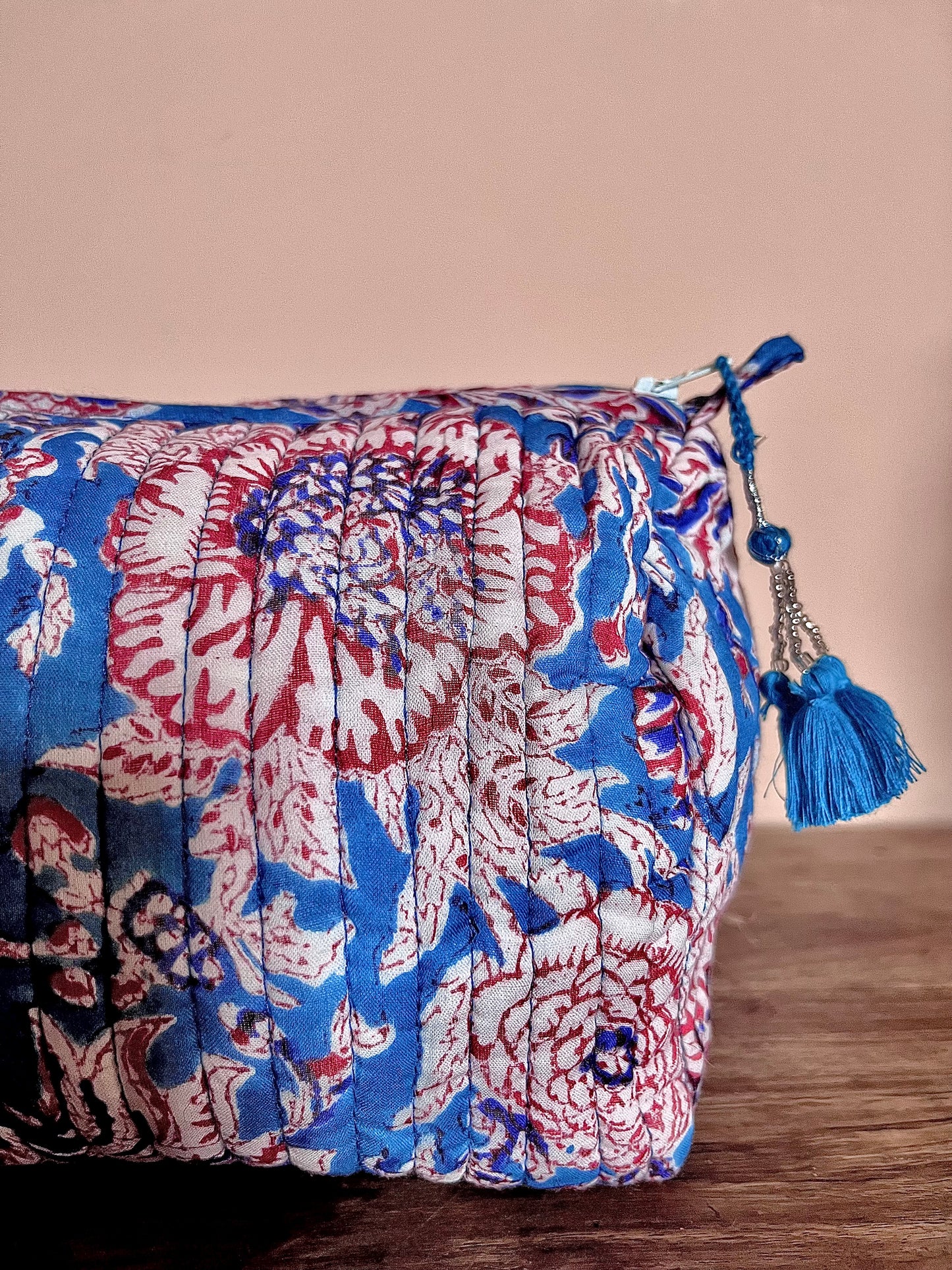 Ditsy Dahlia Block Print Wash Bag