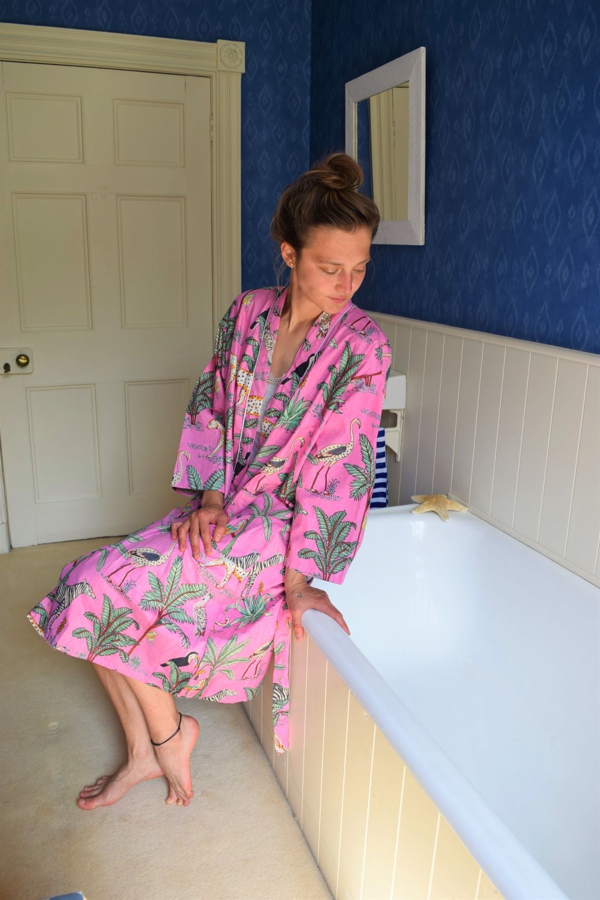 Women's Fine Cotton Dressing Gown made with Liberty Fabric - Strawberr –  Bonsoir of London