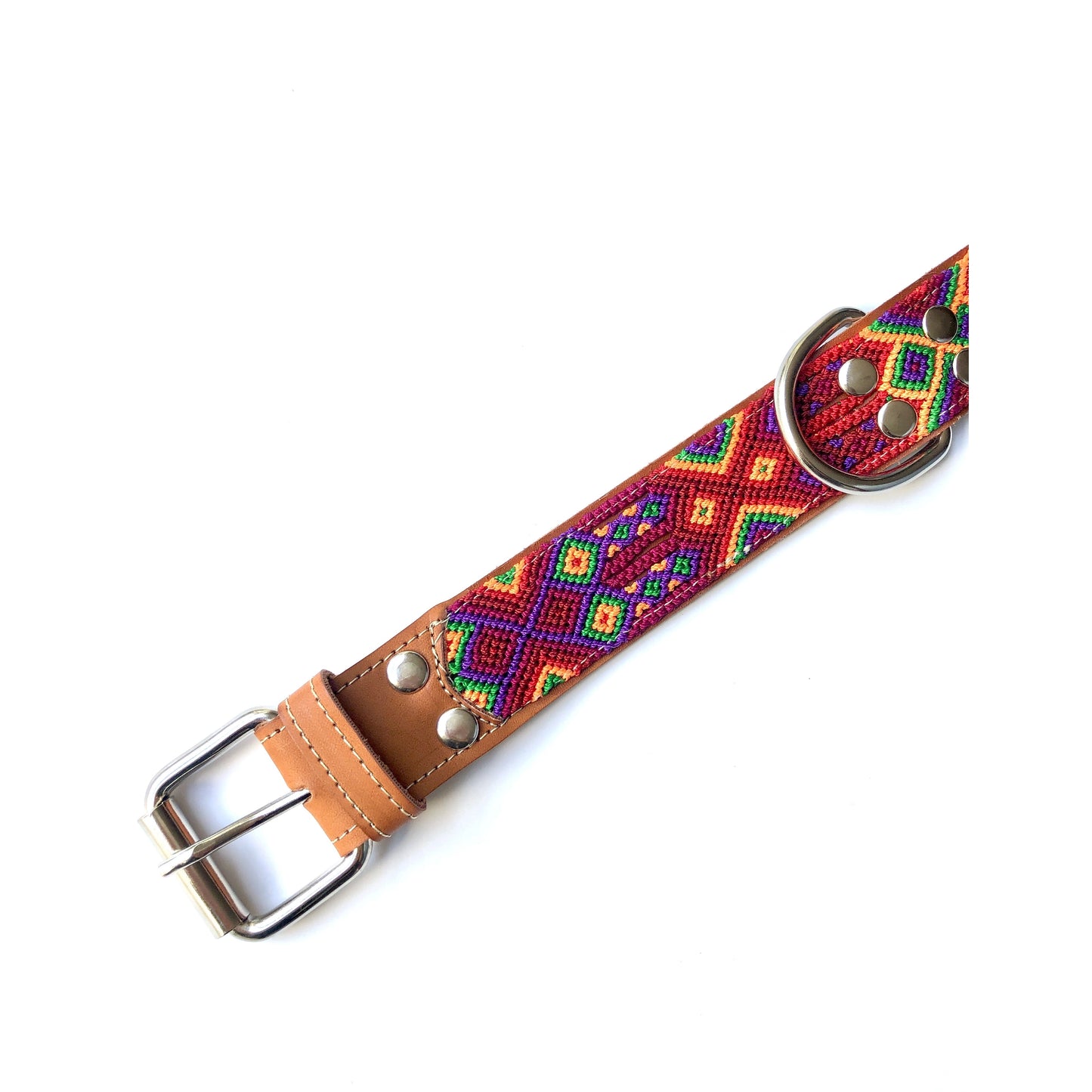 Mexican embroidered leather dog collar - 4